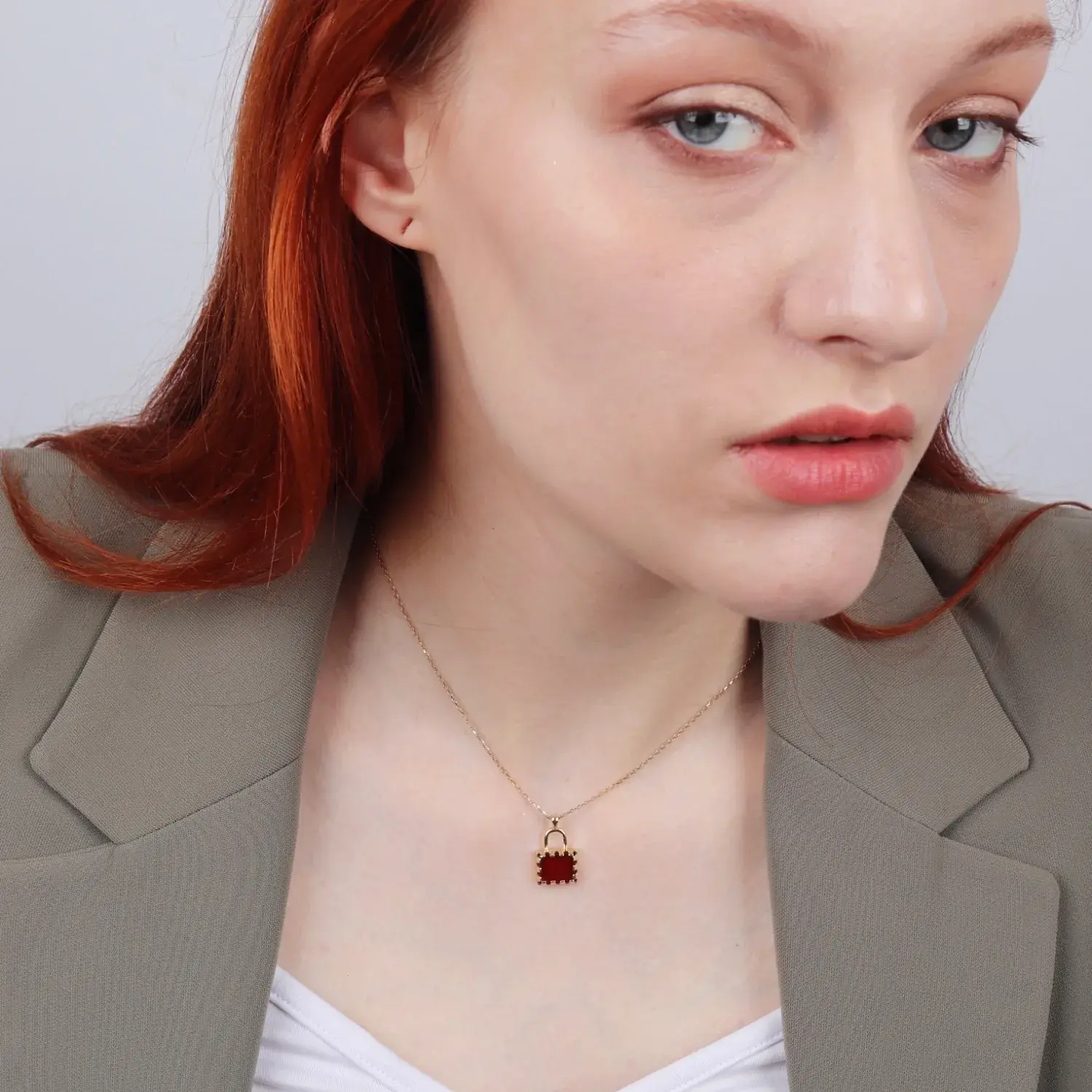 Carnelian Padlock Pendant Necklace — 4