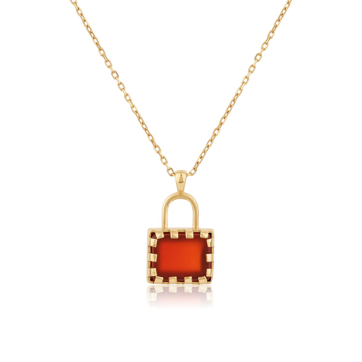 Carnelian Padlock Pendant Necklace