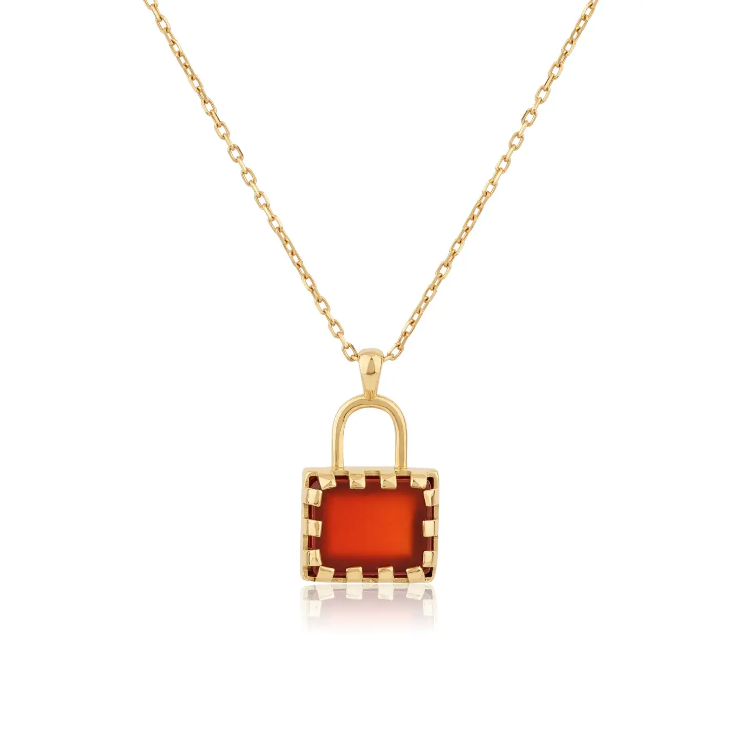 Carnelian Padlock Pendant Necklace