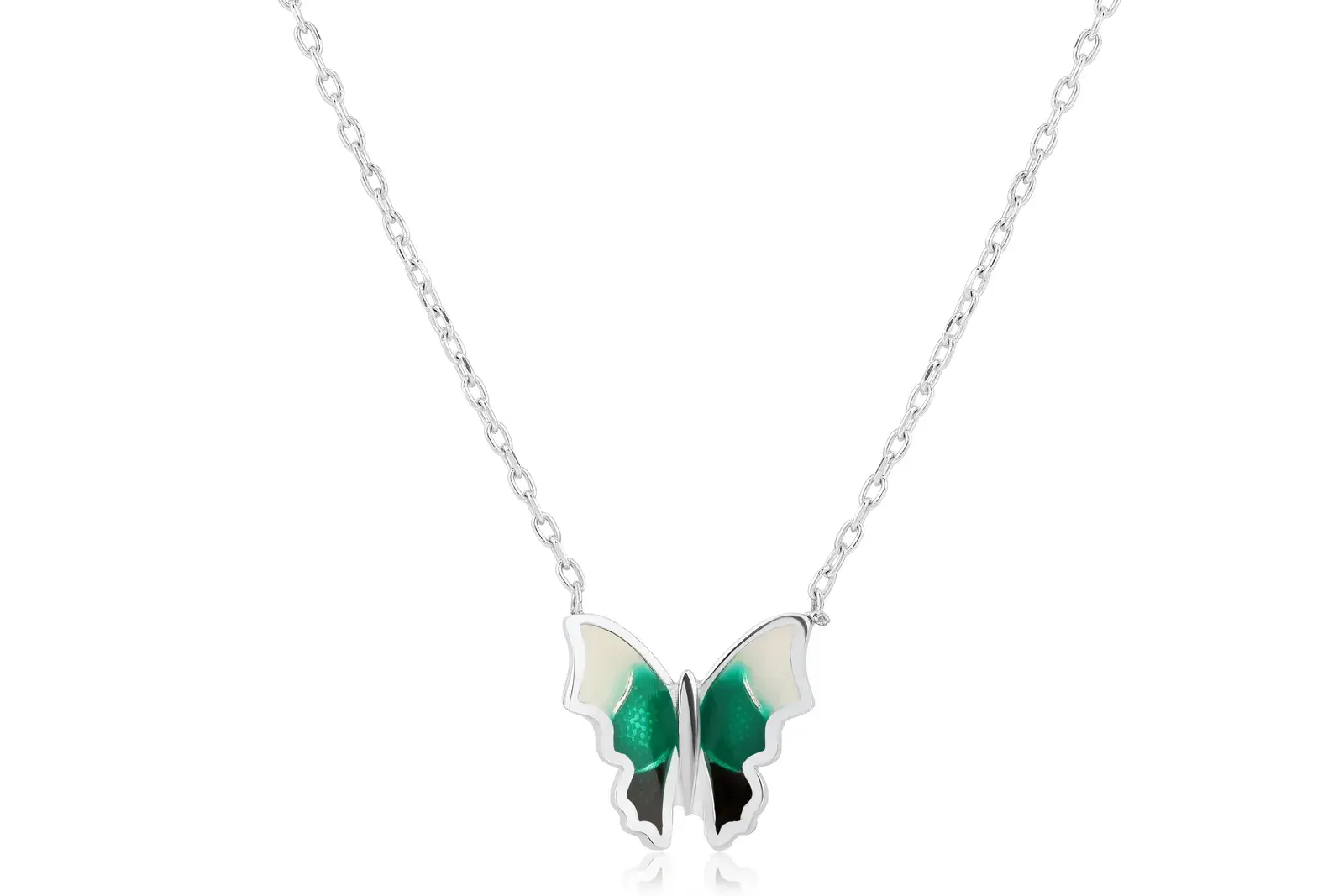 Enamel Butterfly Pendant Necklace — 3