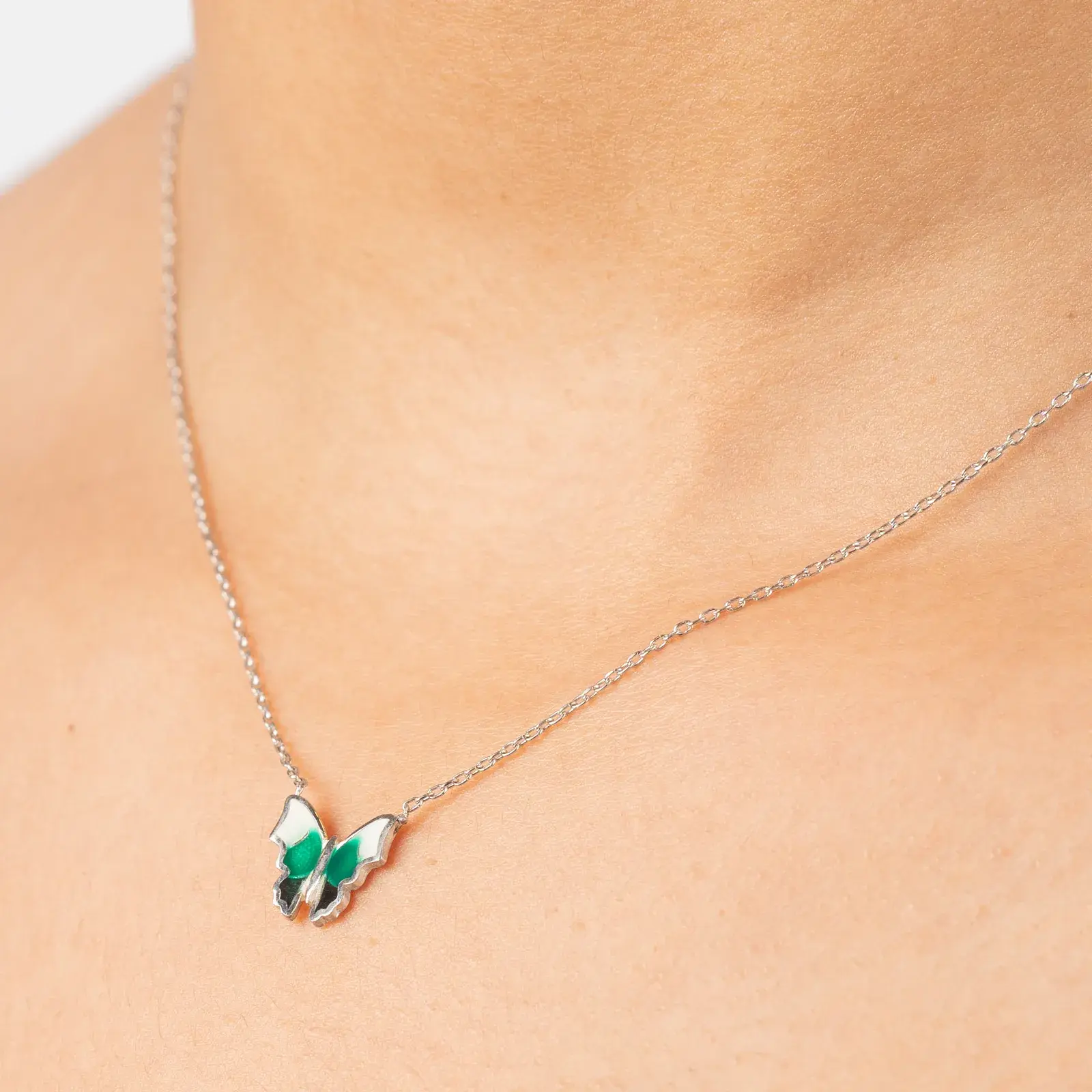 Enamel Butterfly Pendant Necklace — 5