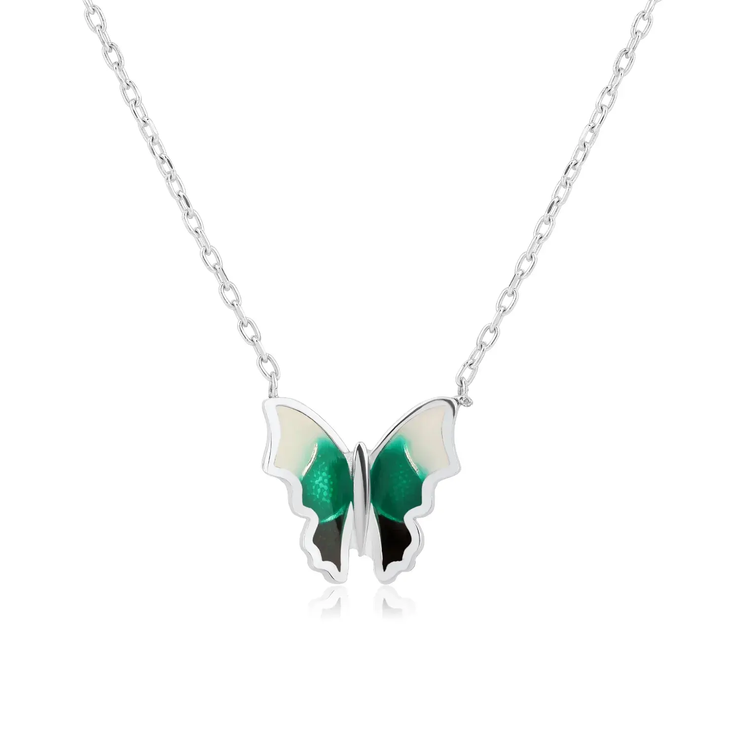 Enamel Butterfly Pendant Necklace