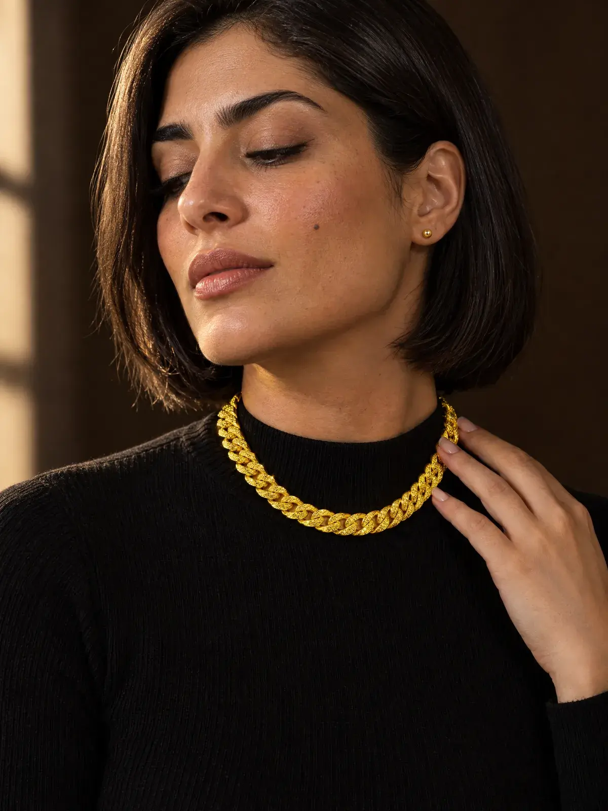 Diamond-Cut Cuban Link Necklace — worn