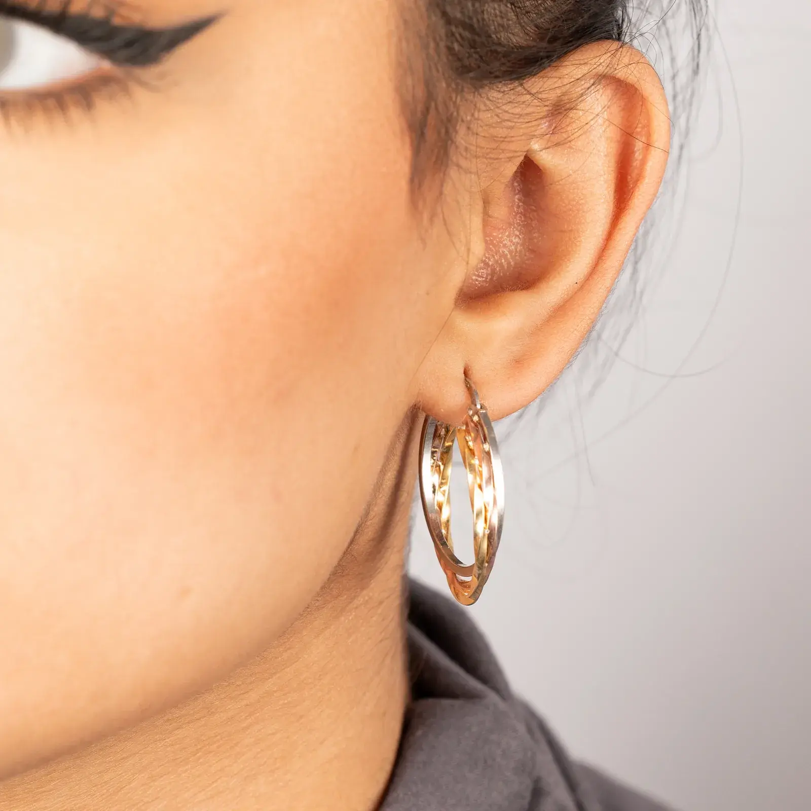 Rose Twisted Hoop Earrings — 3