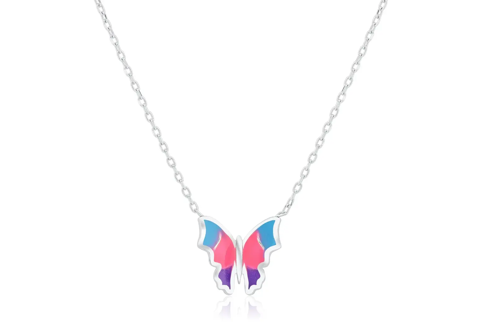 Enamel Butterfly Pendant Necklace — 3