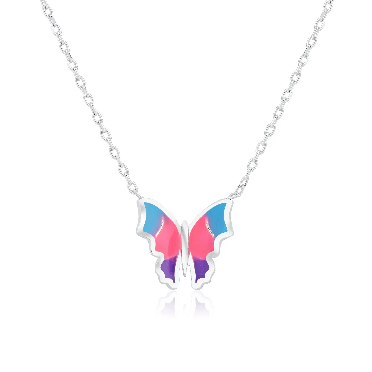 Enamel Butterfly Pendant Necklace