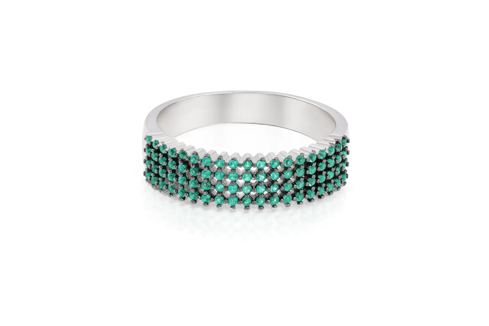 Verdant Pavé Trio Ring — 3