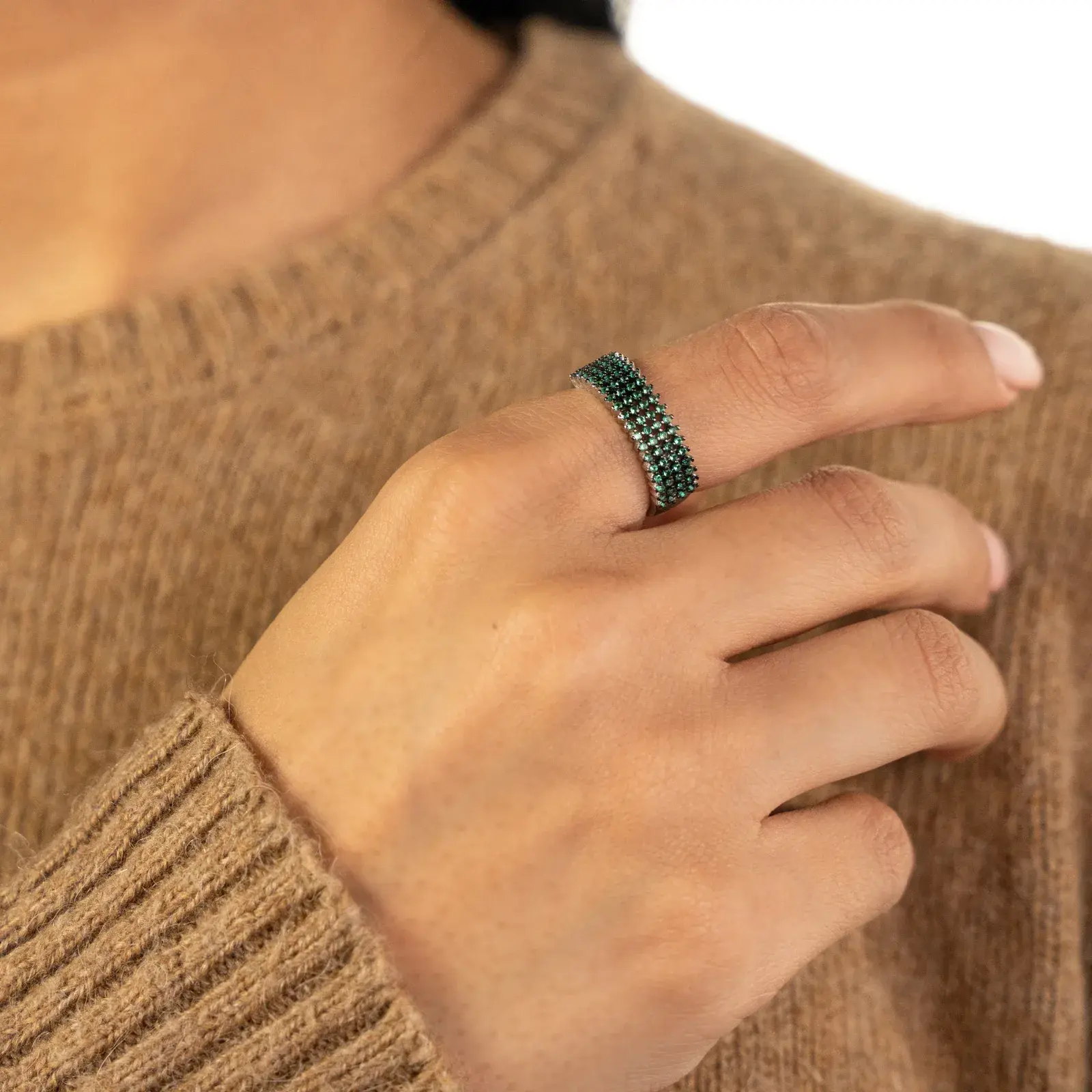 Verdant Pavé Trio Ring — 6