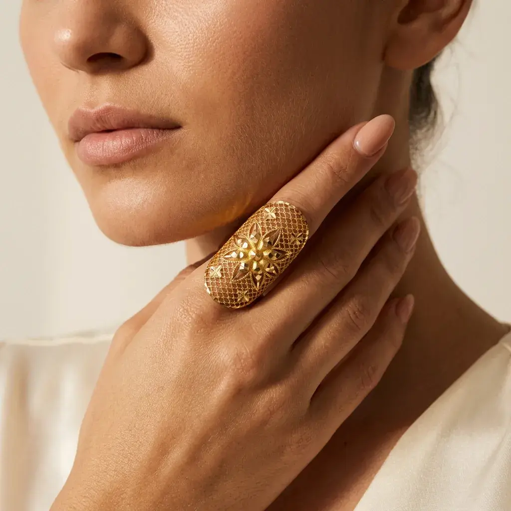 Crown Flower Ring — worn