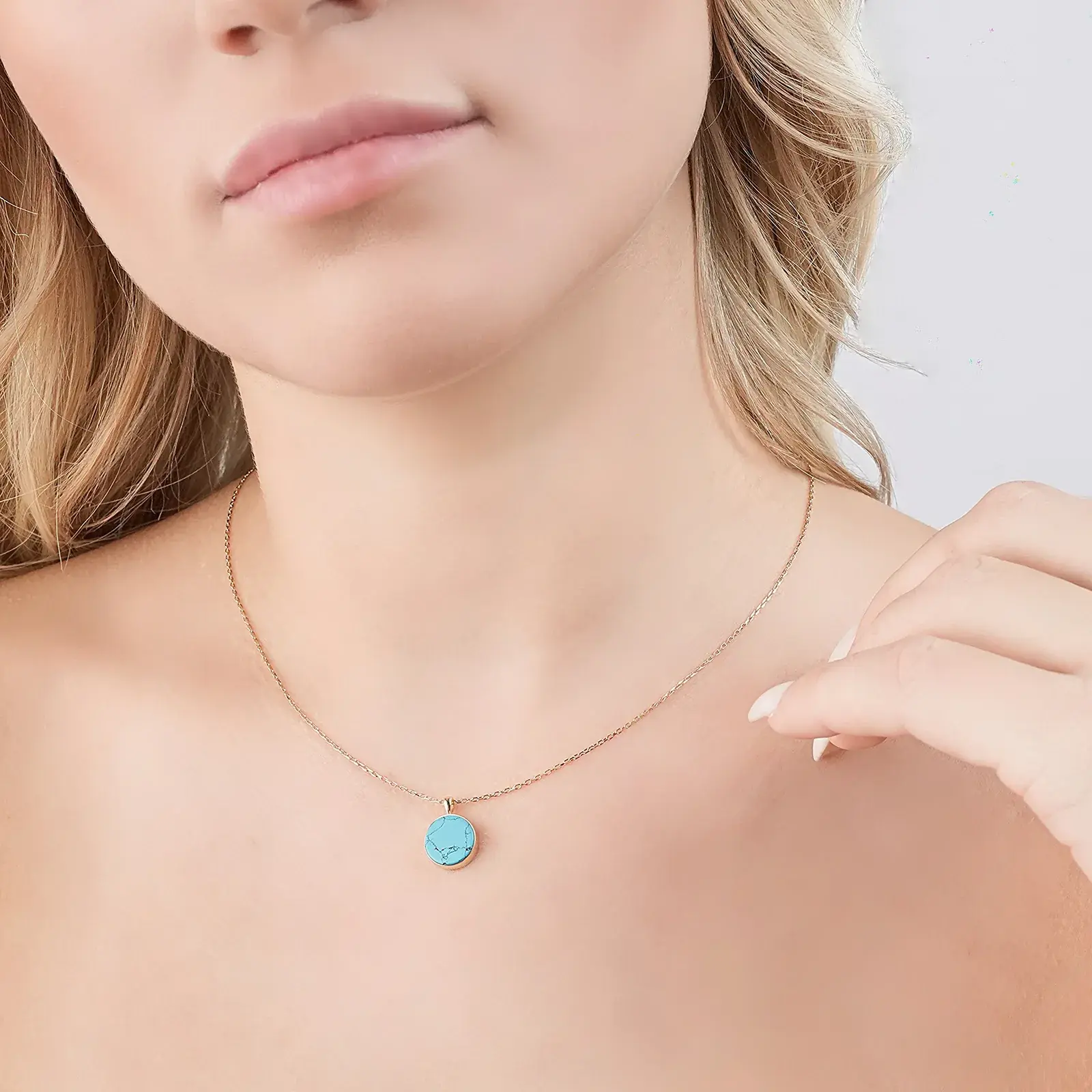 Round Turquoise Pendant Necklace — 4
