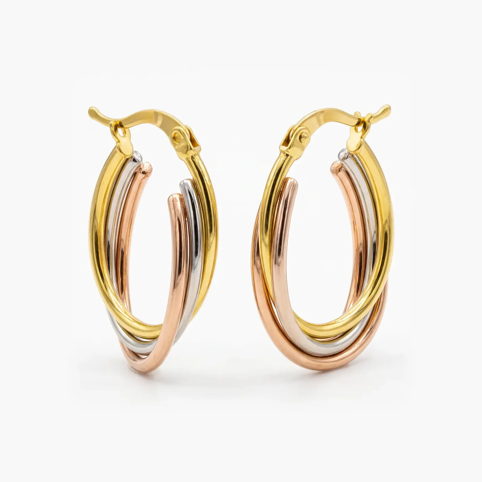 Tri Color Trinity Hoop Earring