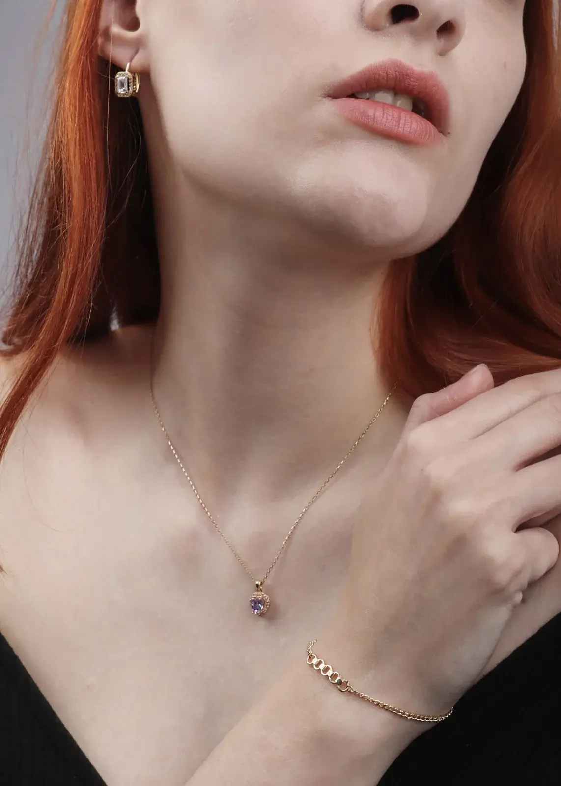 Heart Pink Amethyst Halo Pendant Necklace — 9