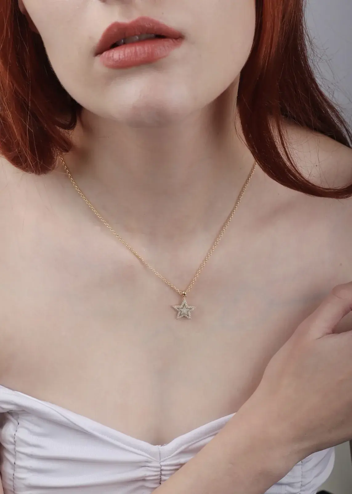 Pavé Frame Star Charm — worn