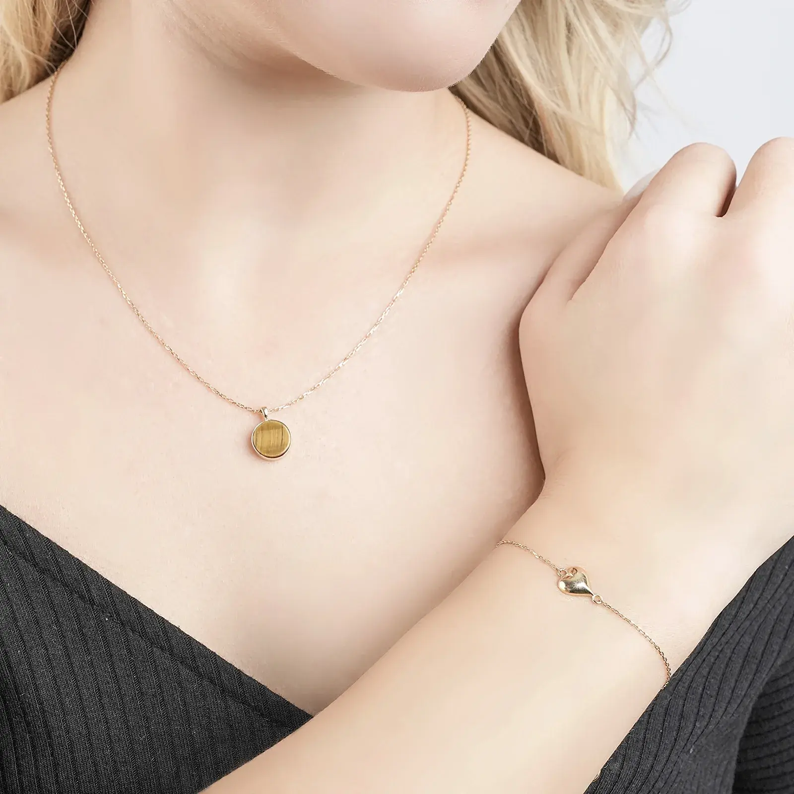 Round Tiger's Eye Pendant Necklace — 4