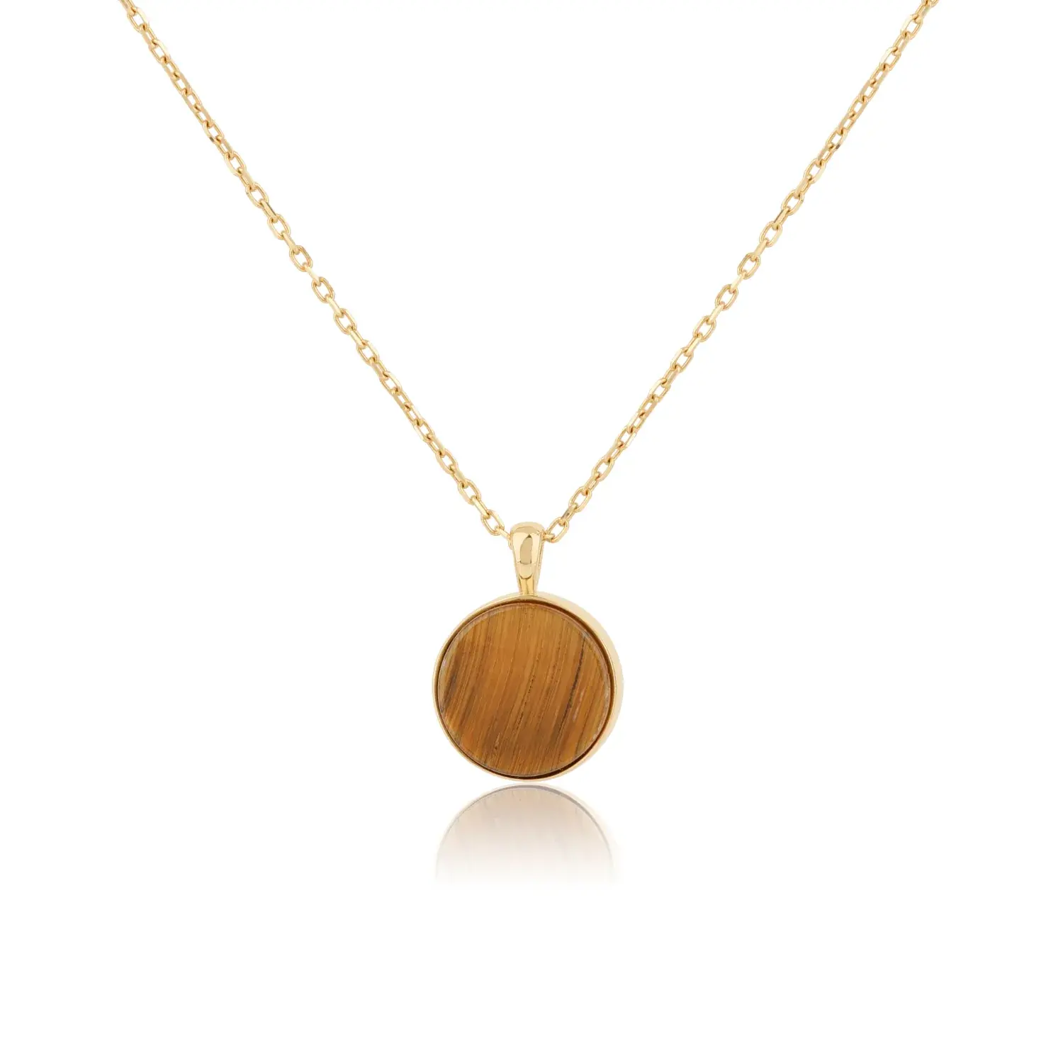 Round Tiger's Eye Pendant Necklace