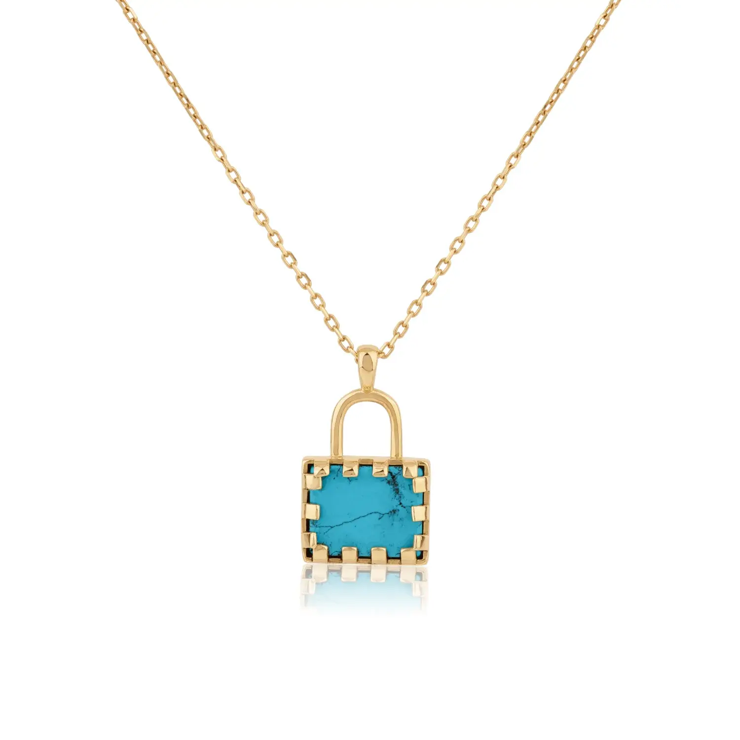 Turquoise Padlock Pendant Necklace