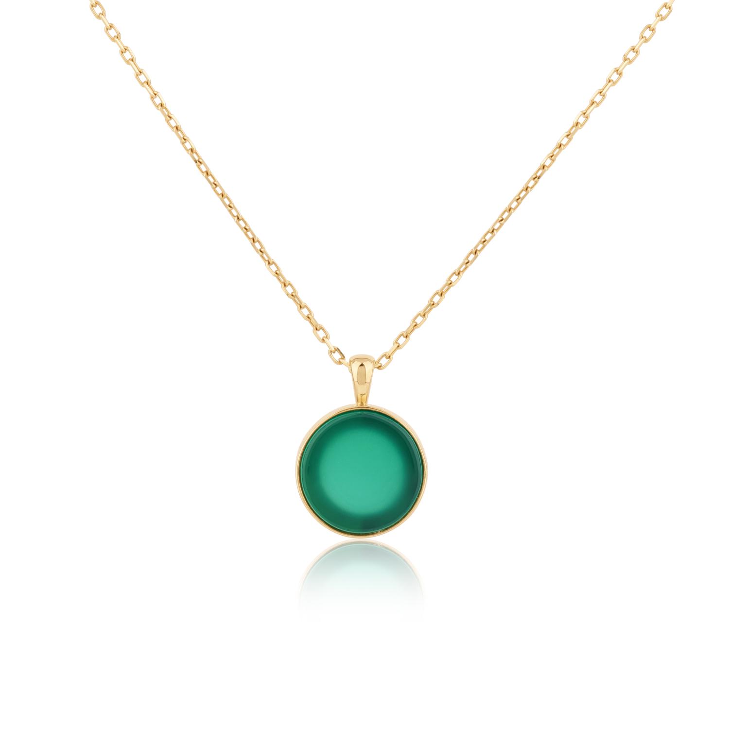 Round Green Onyx Pendant Necklace
