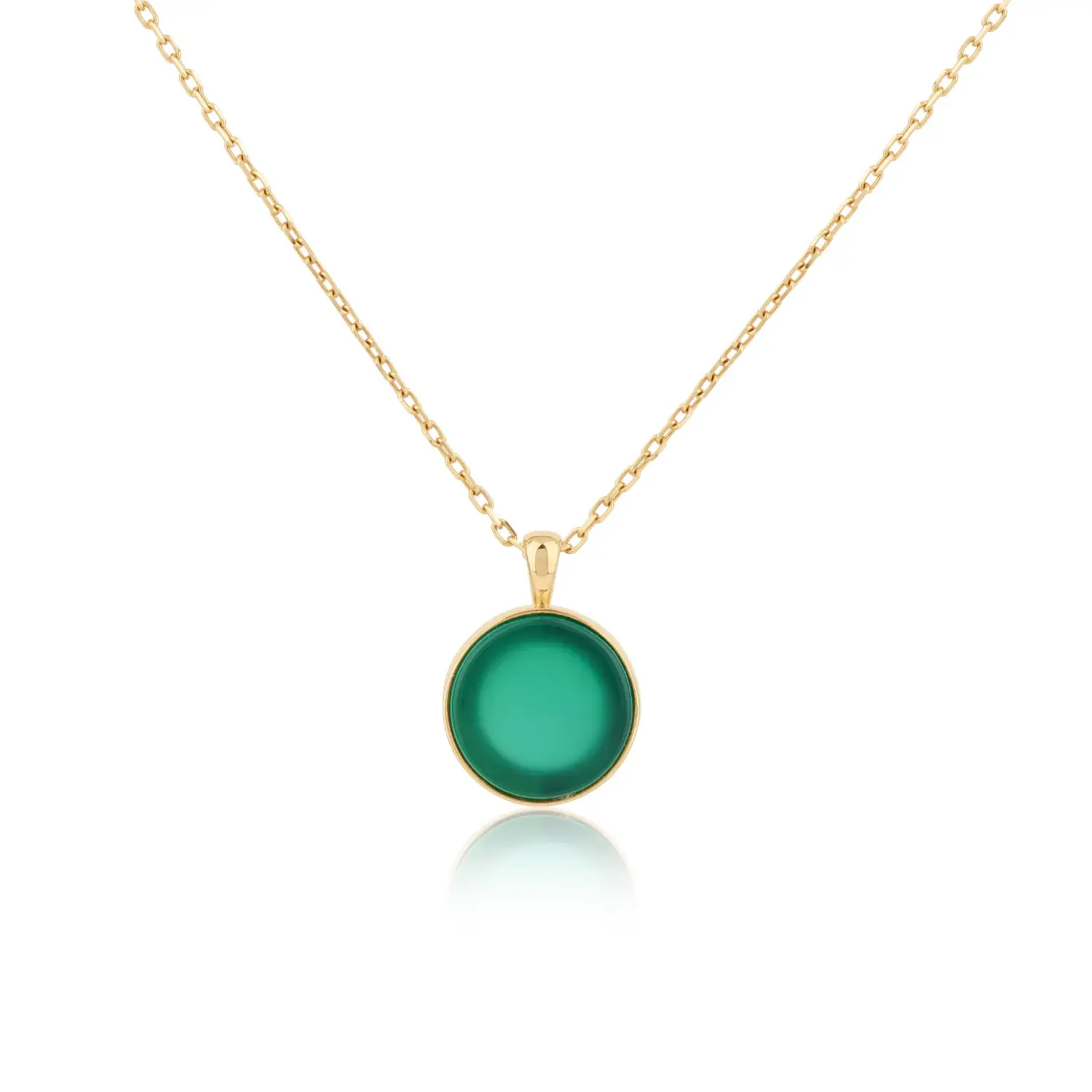 Round Green Onyx Pendant Necklace