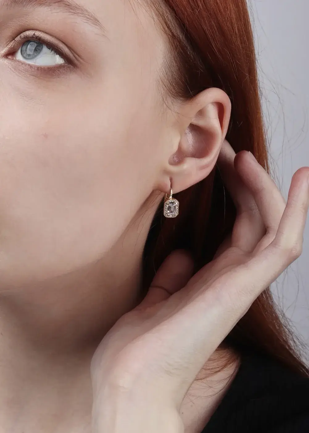 Emerald-Cut Halo Lever-Back Earrings — 6