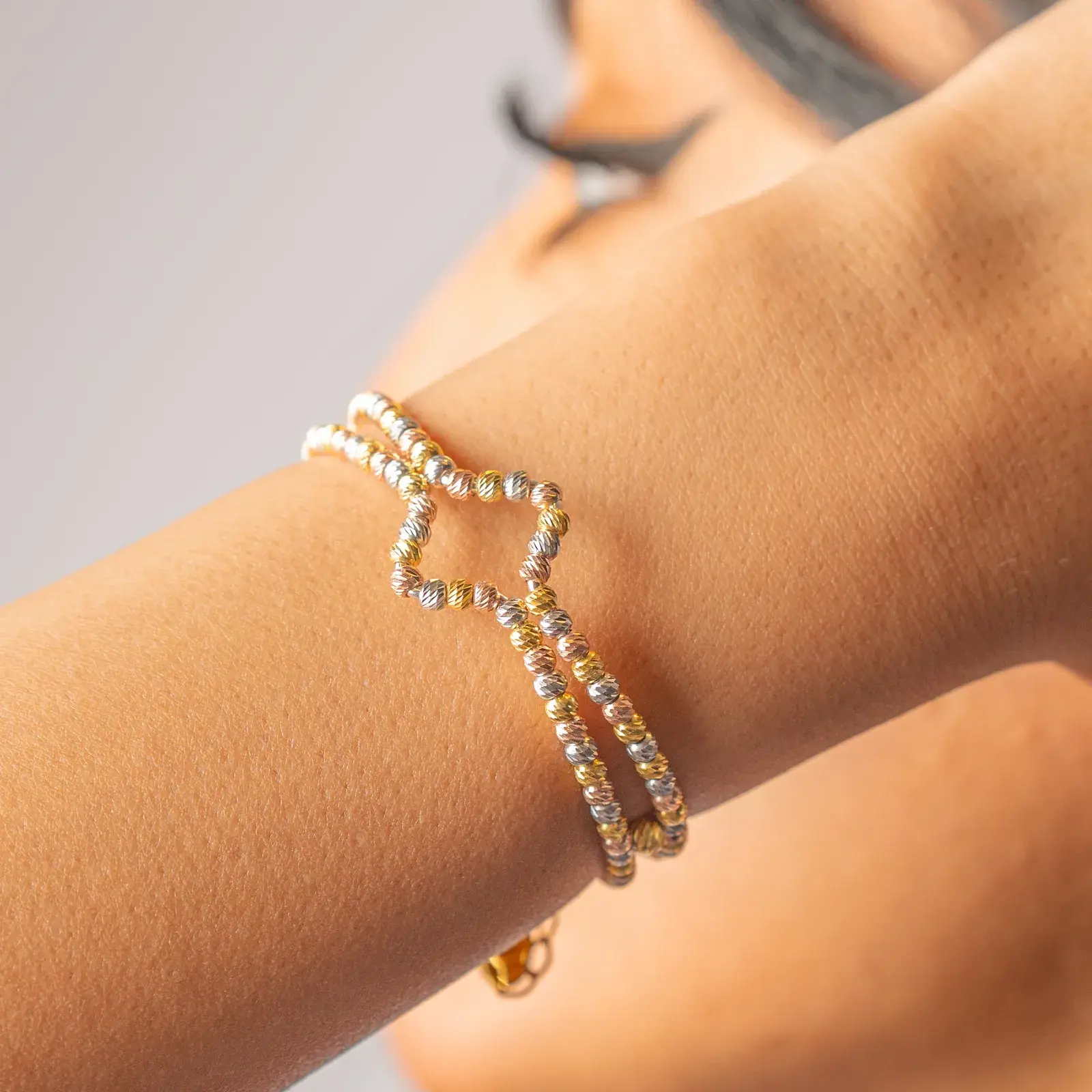 Tri-Tone Bead Double-Strand Bracelet — 4