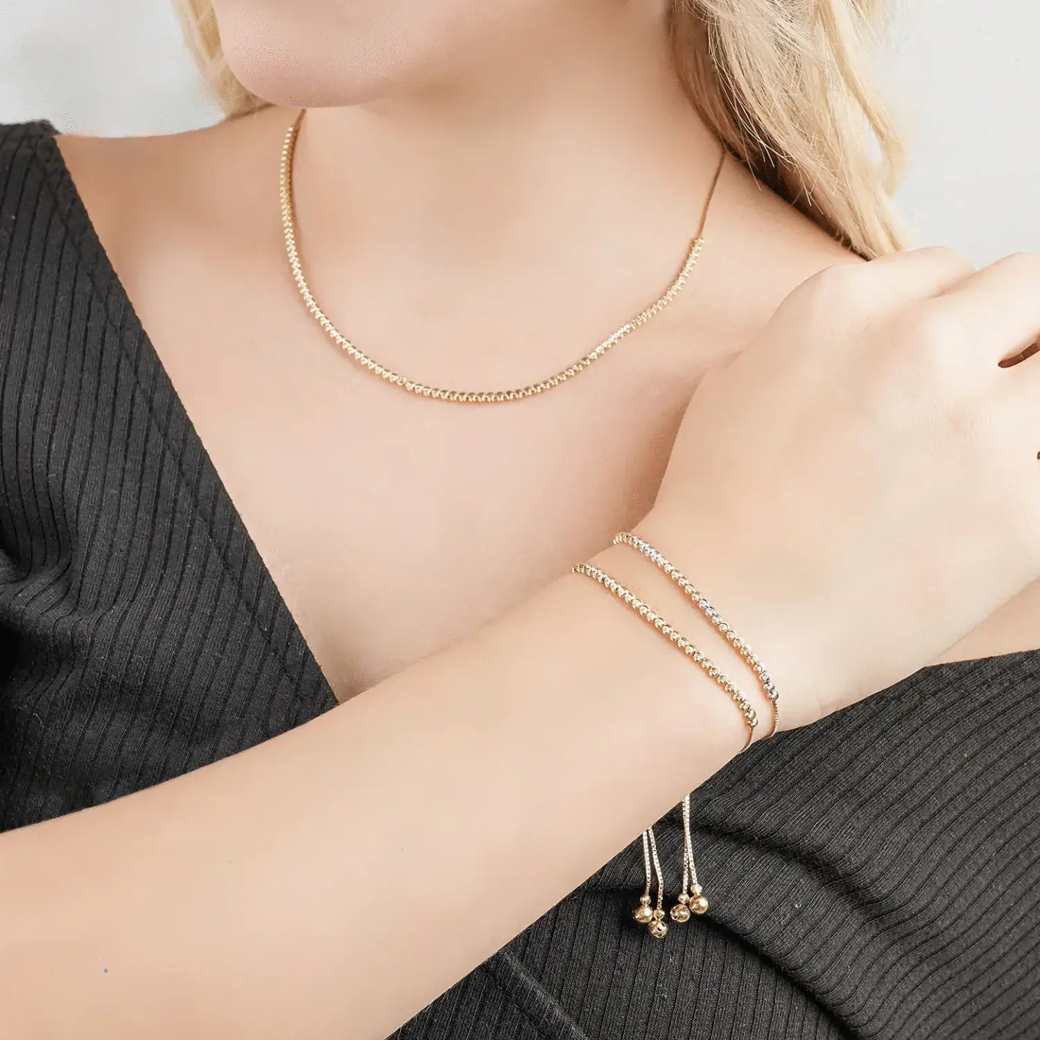 Diamond-Cut Bead Chain Necklace — 3