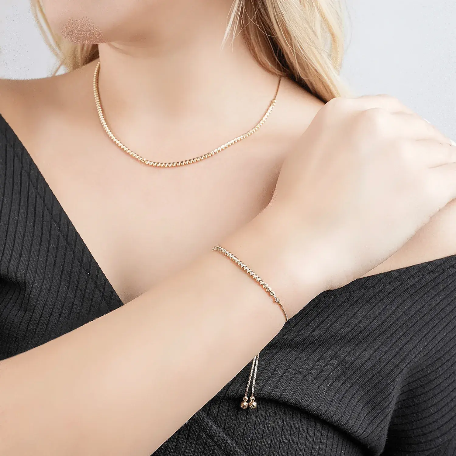 Diamond-Cut Bead Chain Necklace — 4