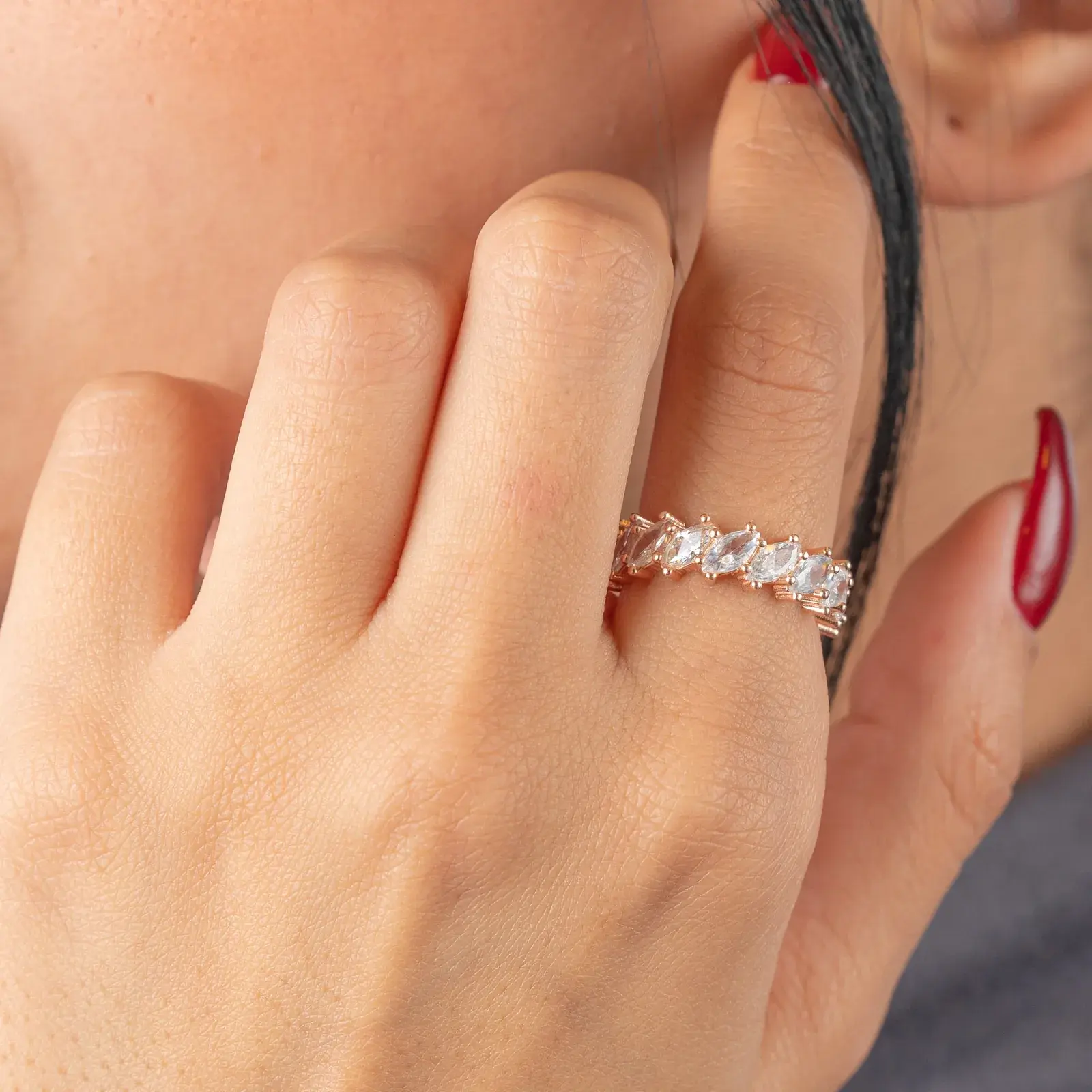 Marquise Eternity Band · Rose — 6