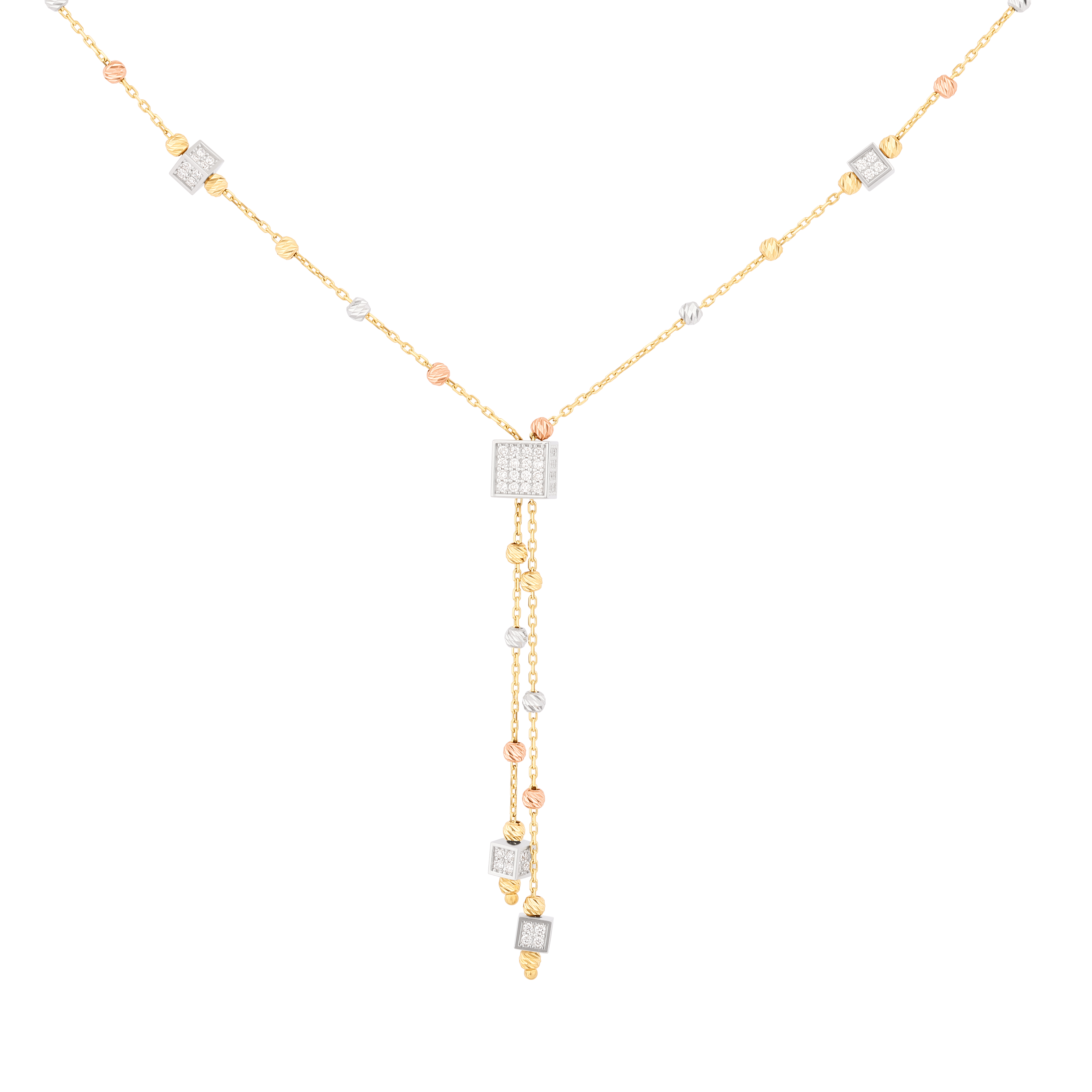 Diamond Tri-Color Lariat Necklace III