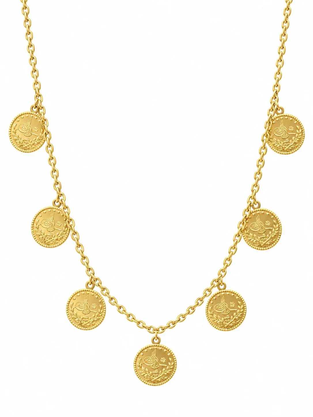 Coin Charm Cable Necklace