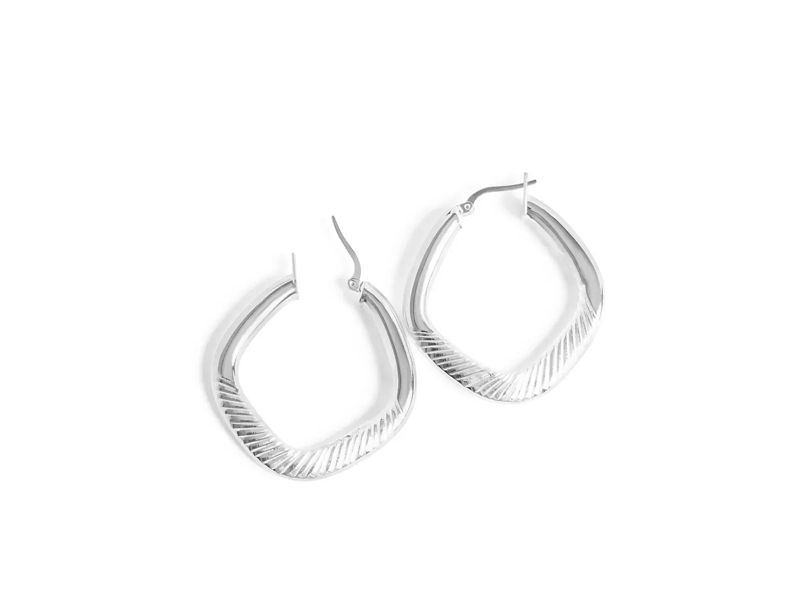 Fluted Square Hoop Earrings — 4