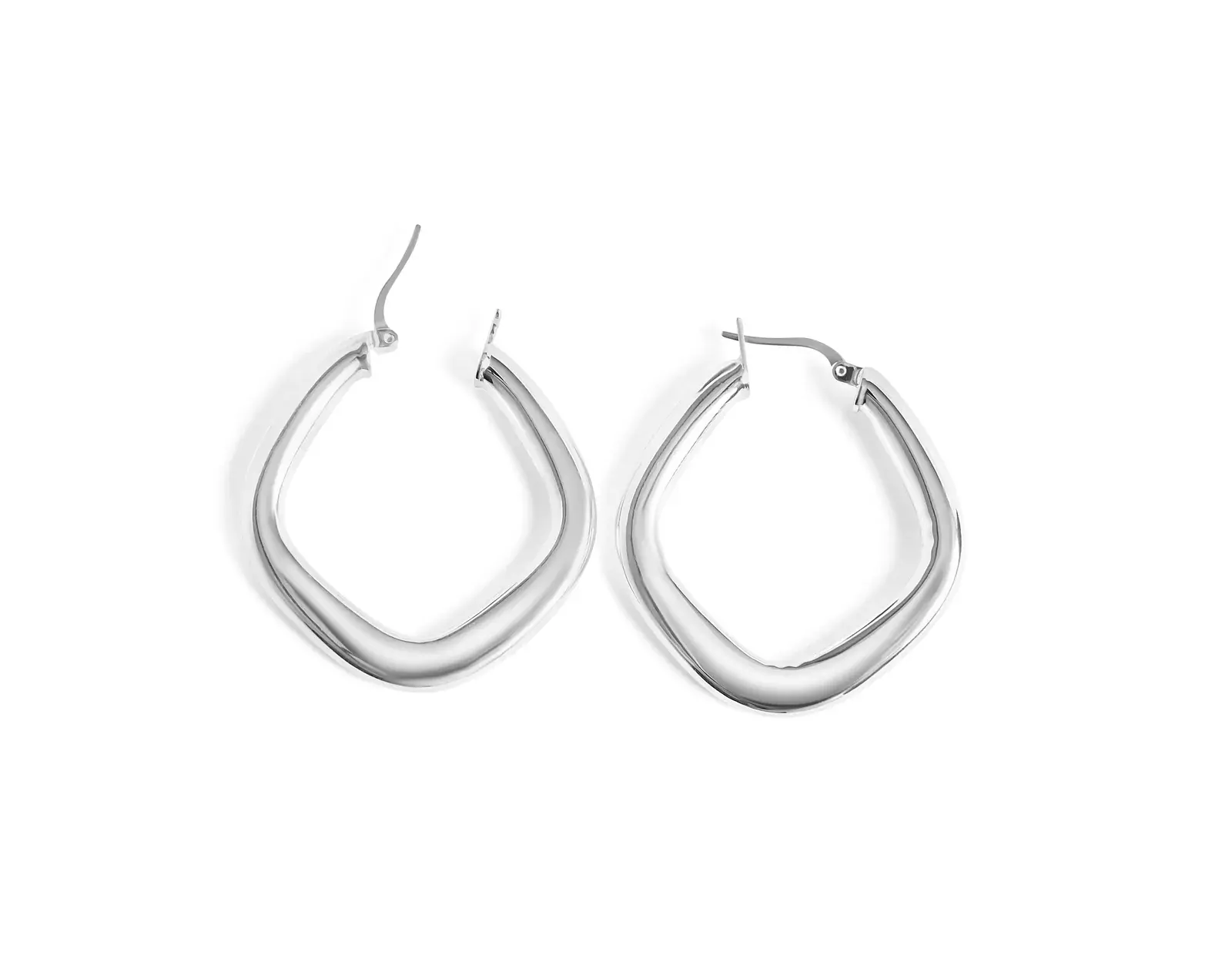 Fluted Square Hoop Earrings — 5