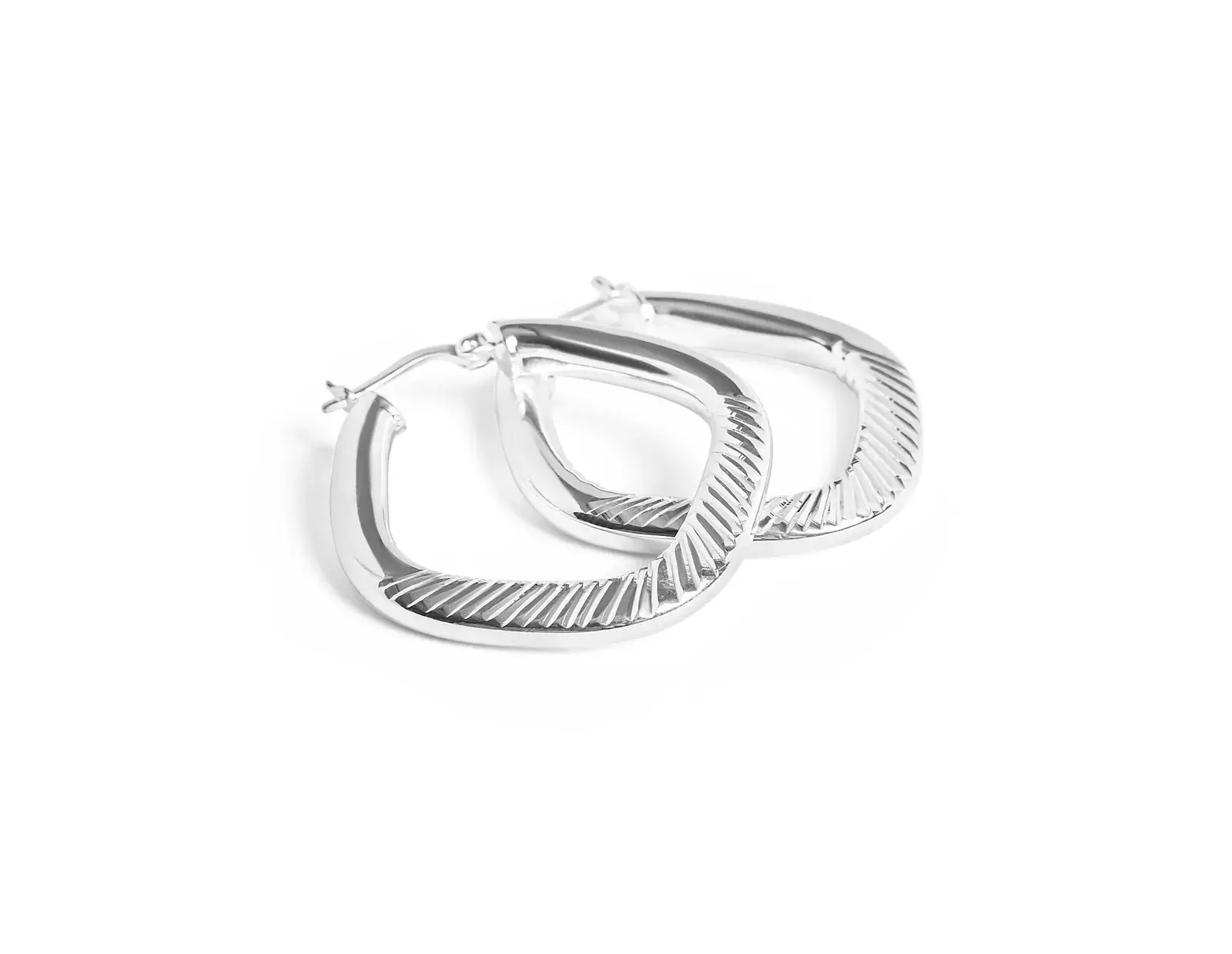 Fluted Square Hoop Earrings — 6