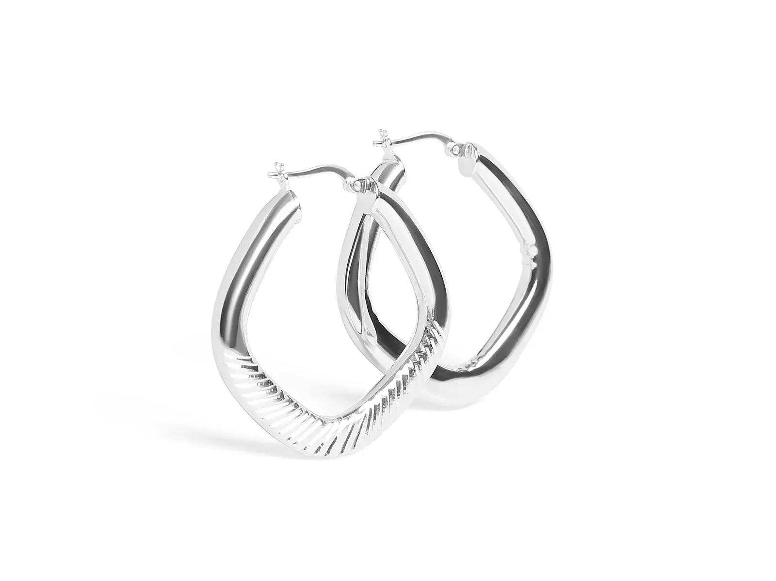 Fluted Square Hoop Earrings — 7