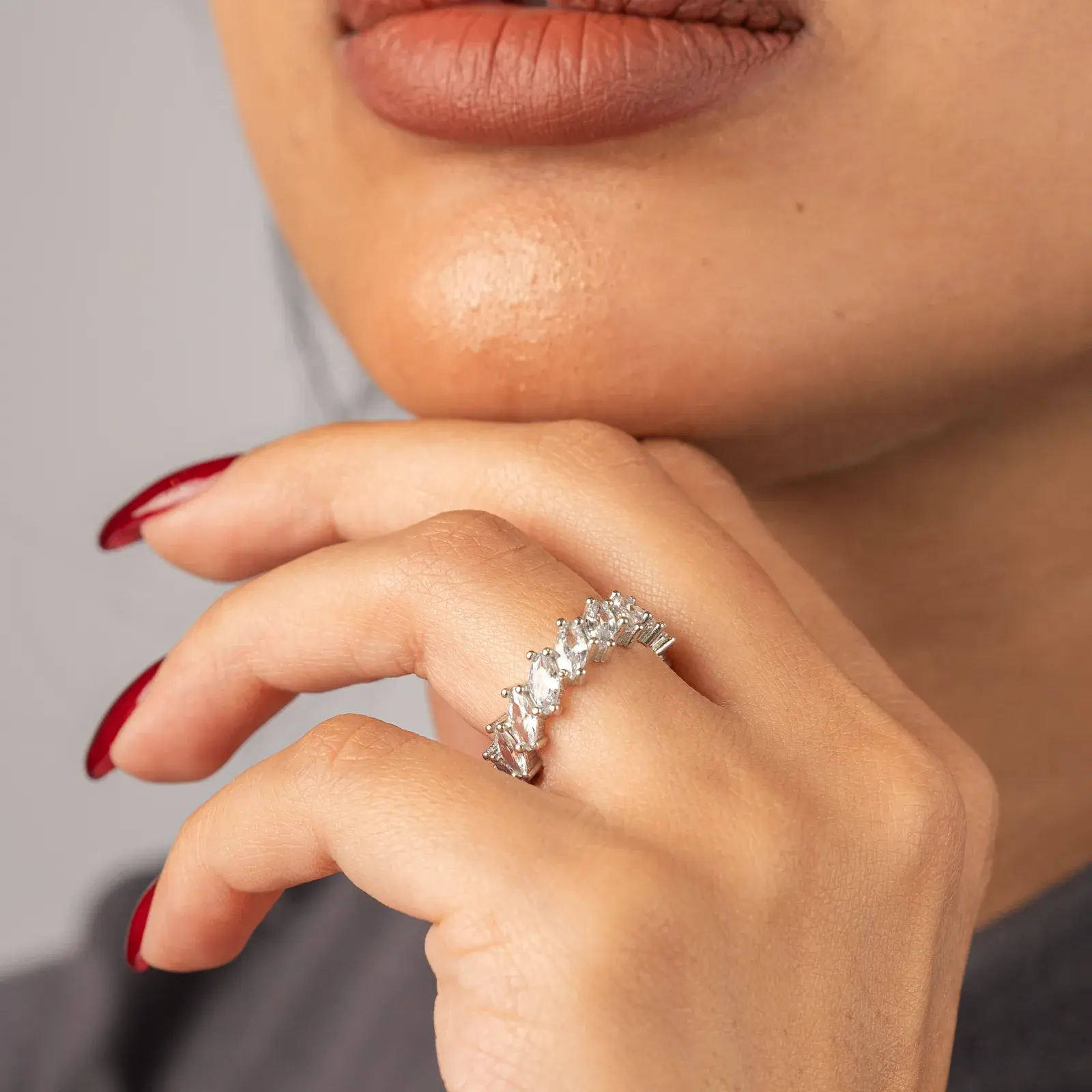 Marquise Eternity Band · Silver — 5