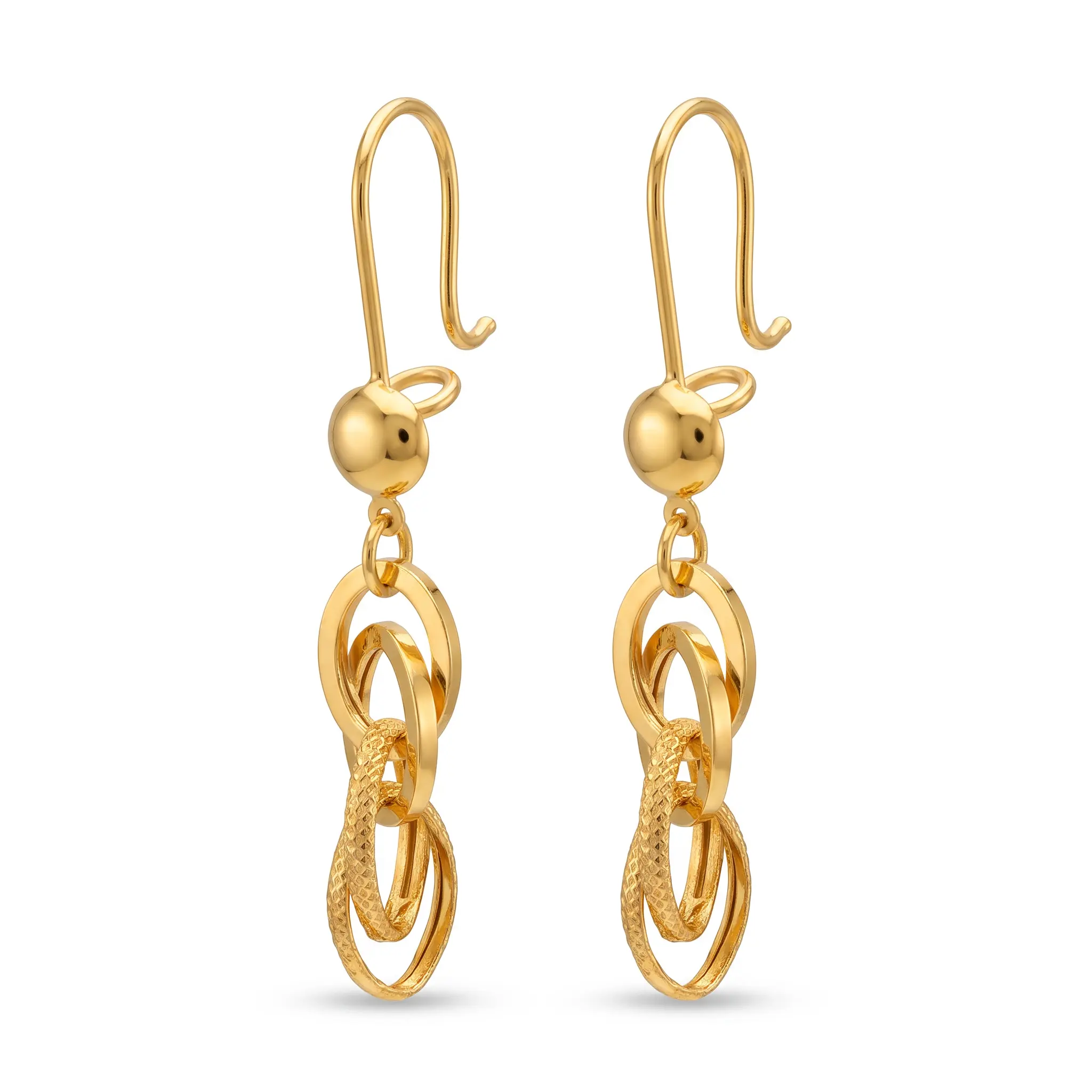 Polished and Mesh Oval Link Drop Earrings