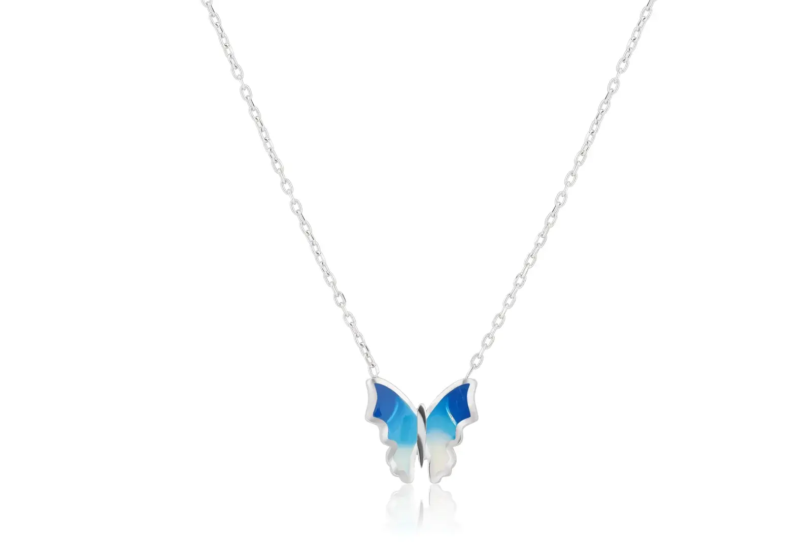 Enamel Butterfly Pendant Necklace — 3