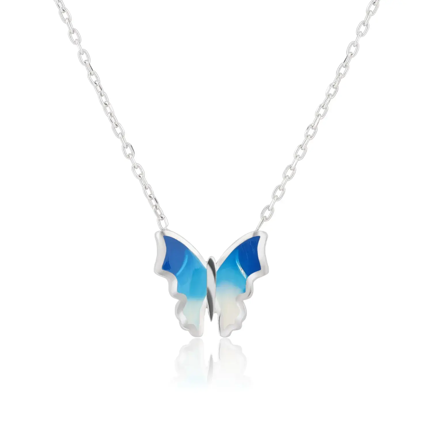 Enamel Butterfly Pendant Necklace