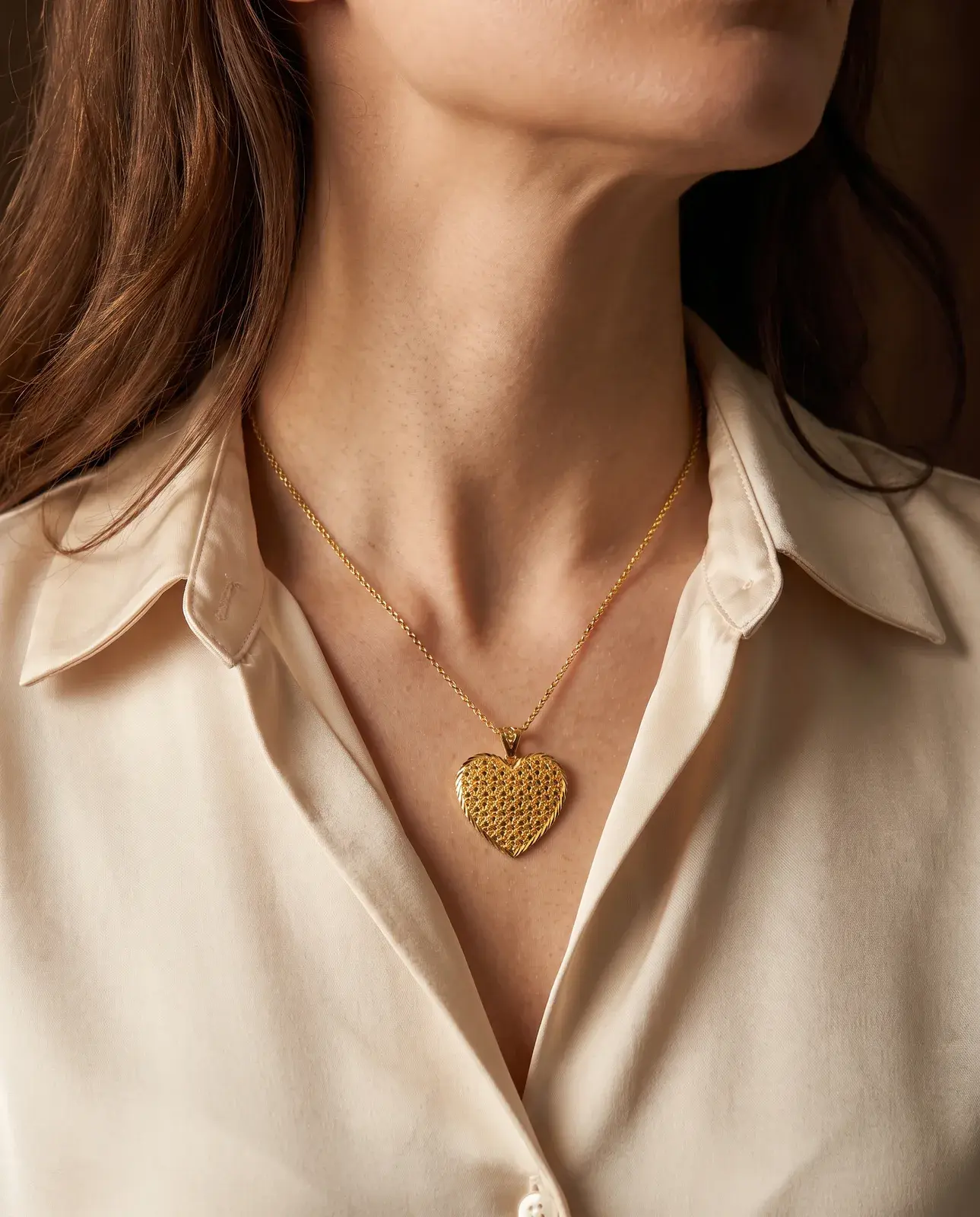 Heart Mesh Pendant — worn