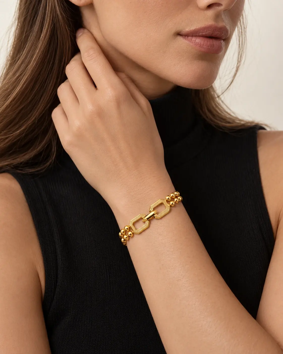 Dual Strand Bead Bracelet — worn