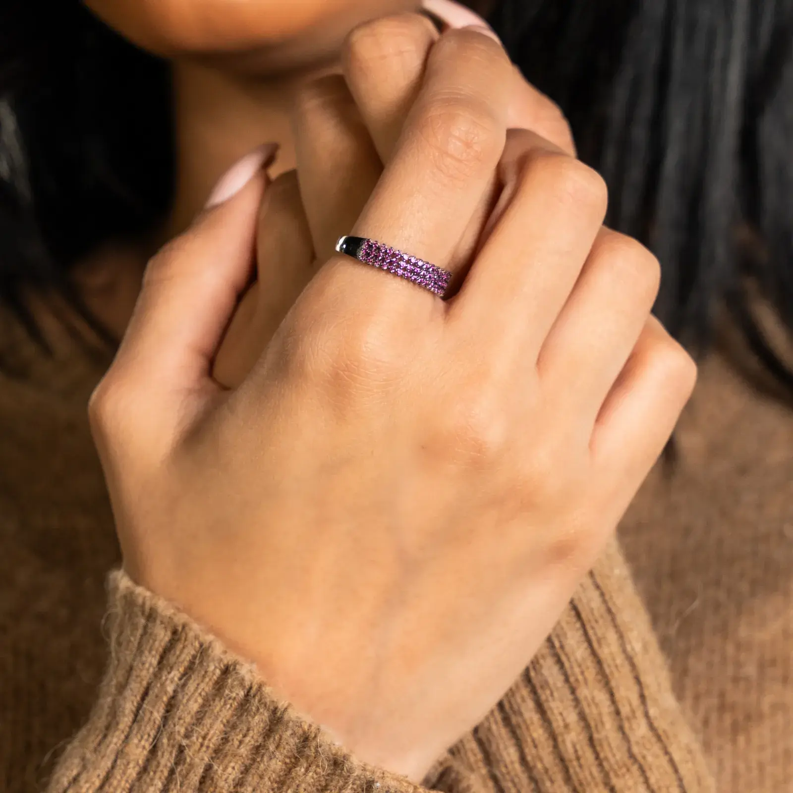 Rose Pavé Trio Ring — 5