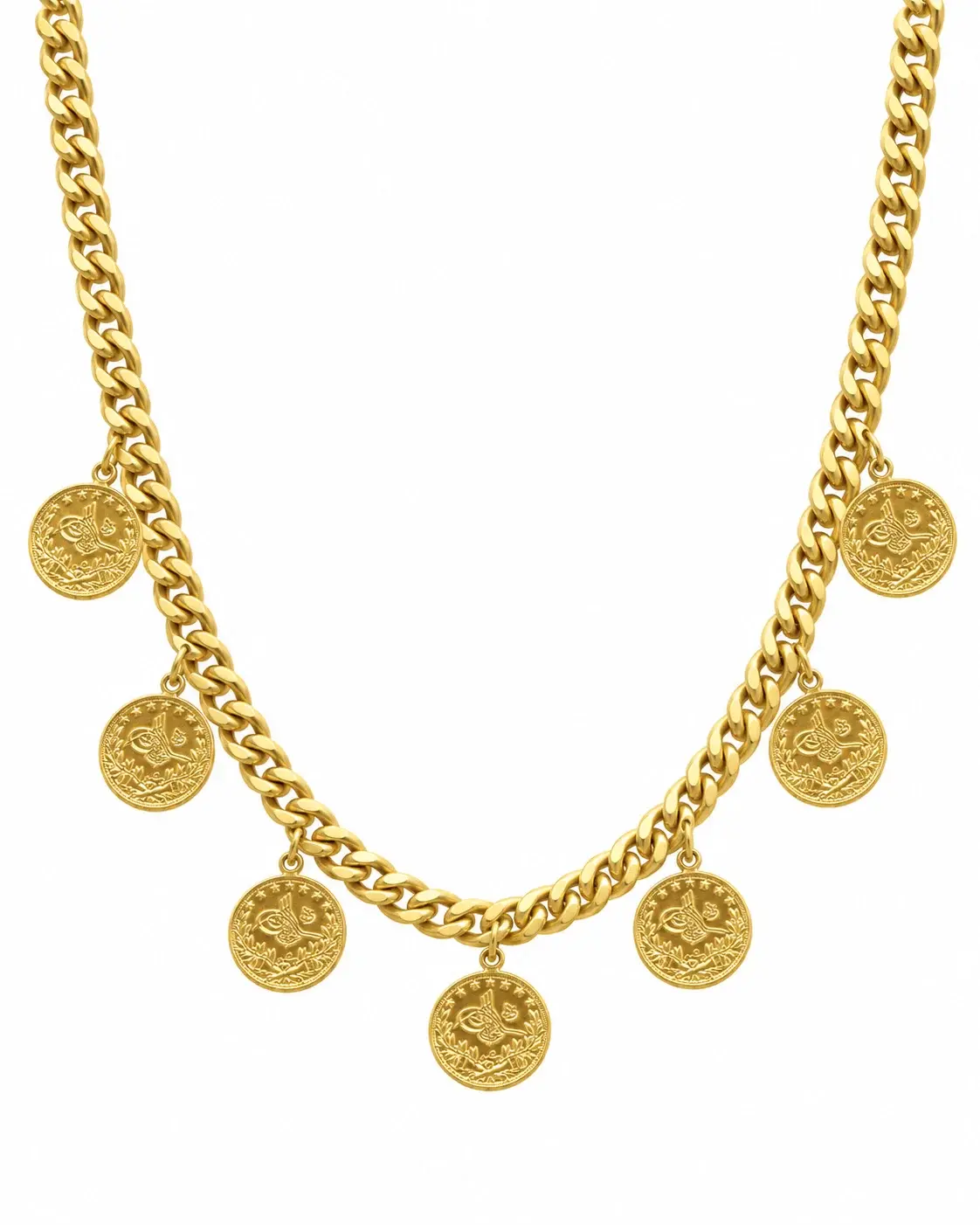 Coin Charm Curb Necklace
