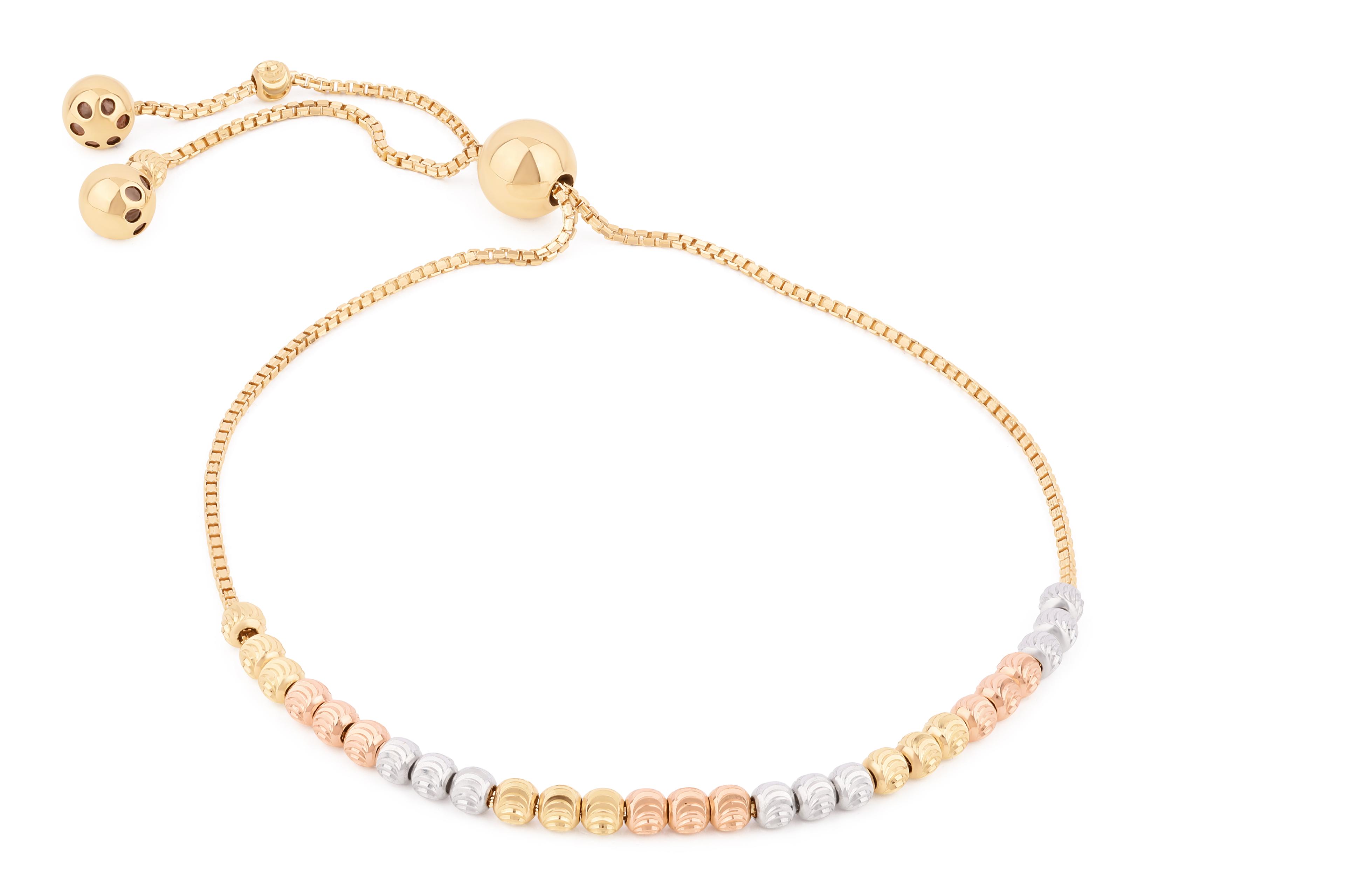 Tri-Color Bead Bolo Bracelet