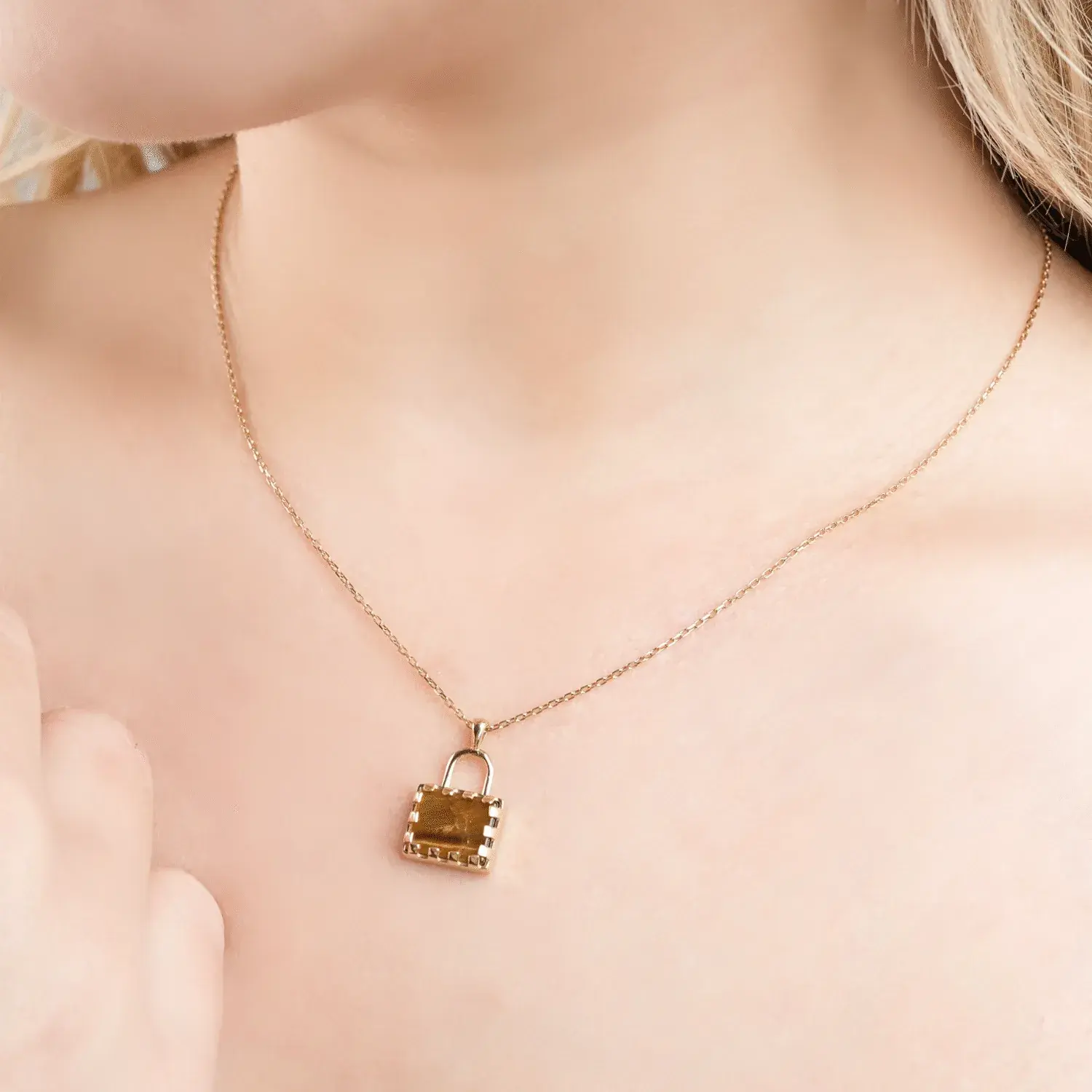 Tiger's Eye Padlock Pendant Necklace — 5
