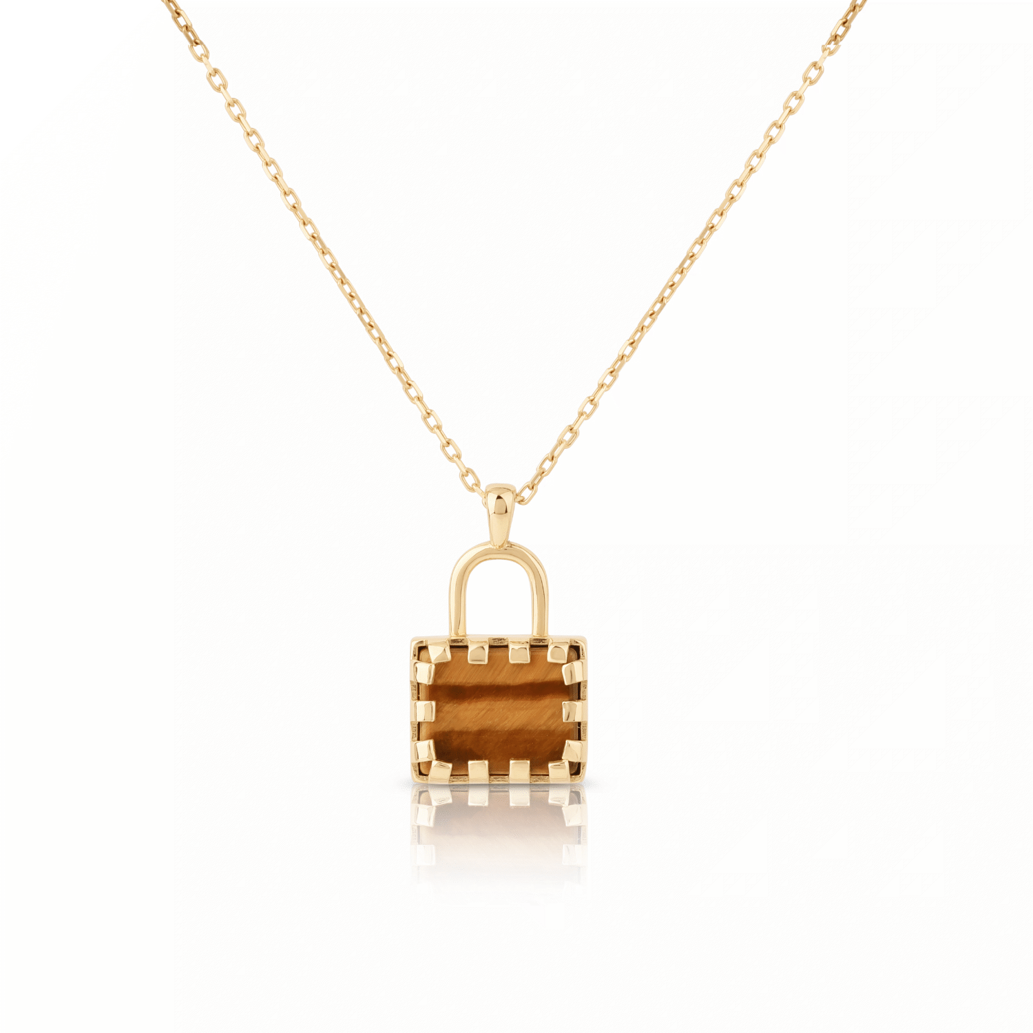 Tiger's Eye Padlock Pendant Necklace
