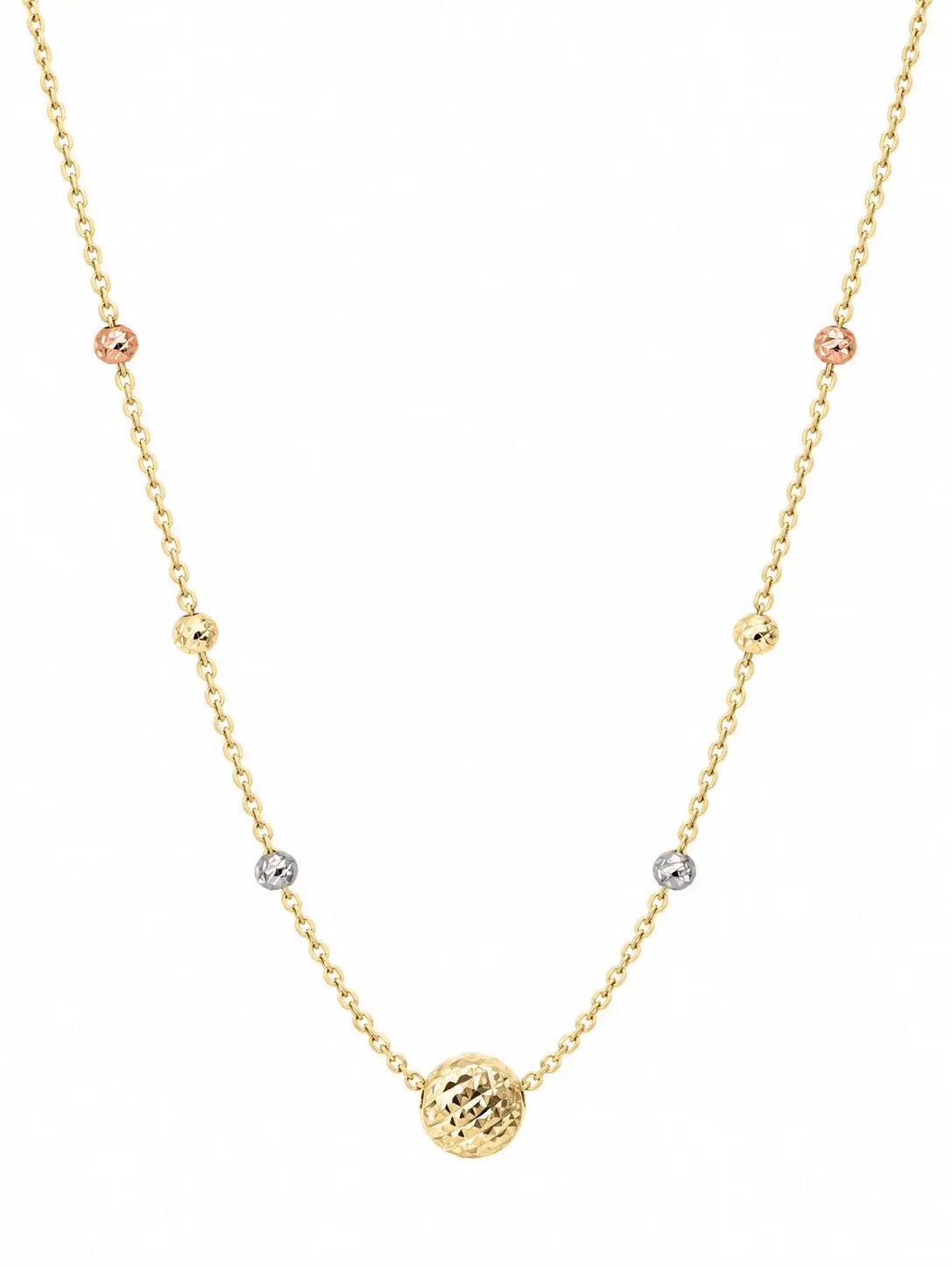 Diamond-Cut Bead Station Necklace