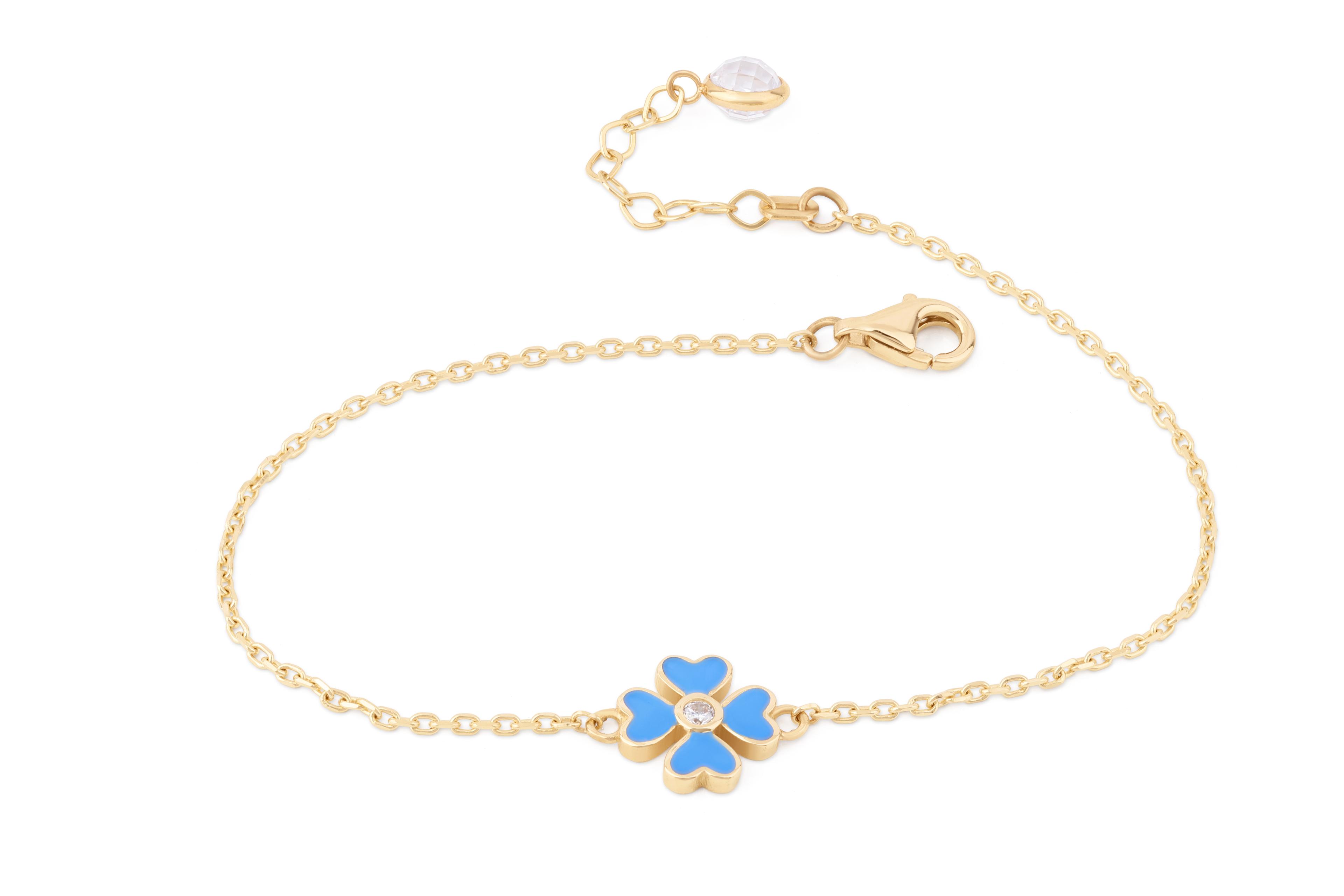 Blue Enamel Clover Bracelet