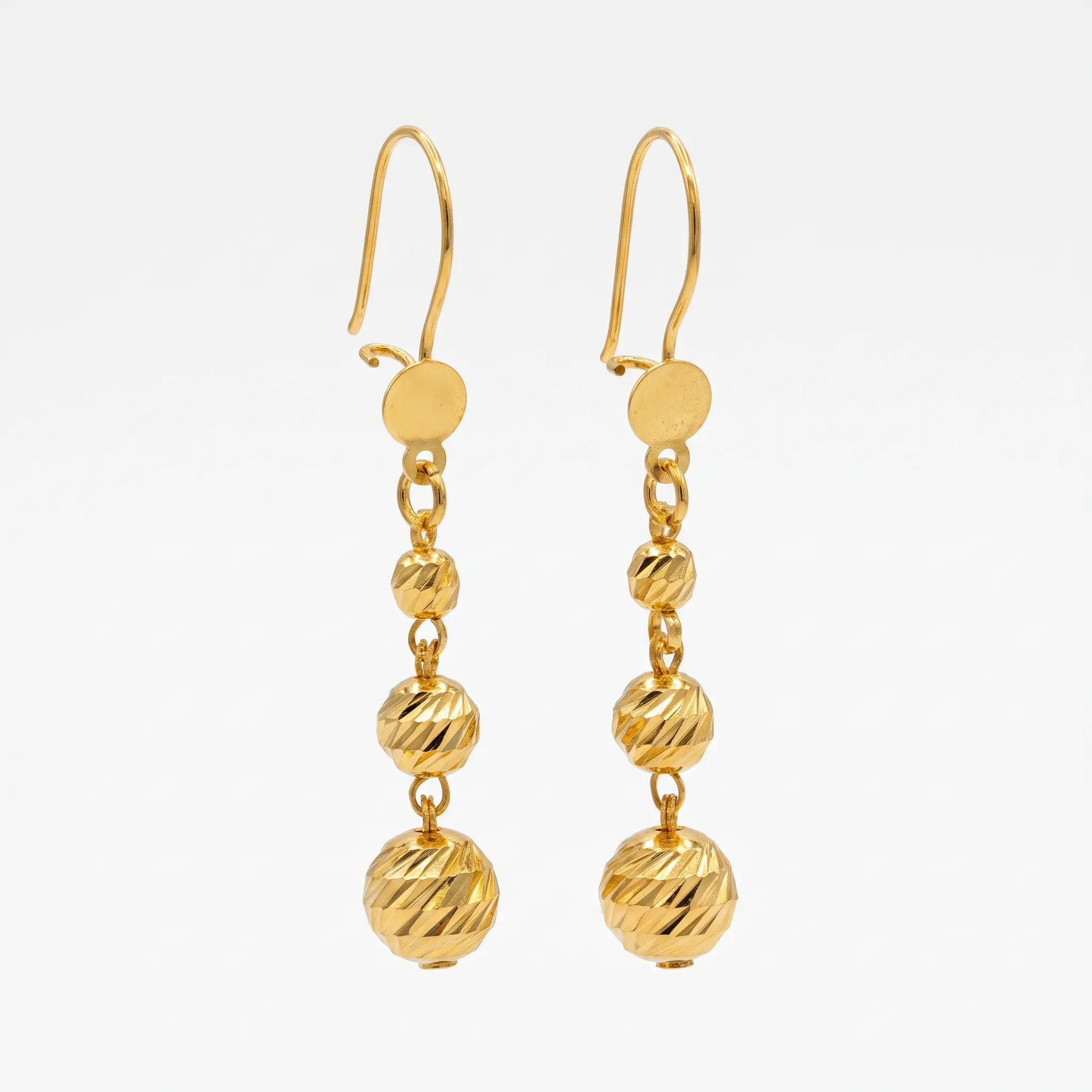 Graduated Spiral-Faceted Ball Drop Earrings