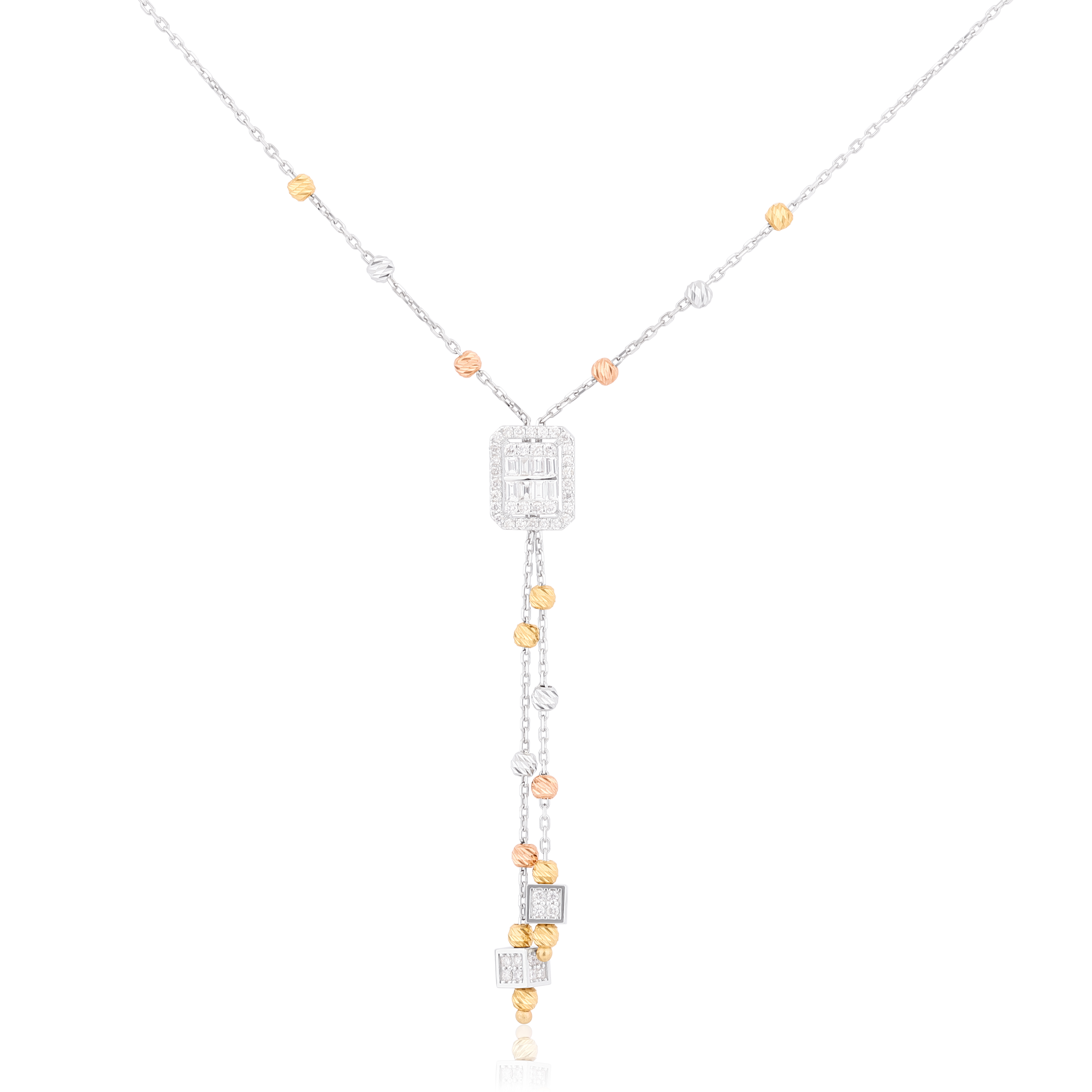 Diamond Tri-Color Lariat Necklace I
