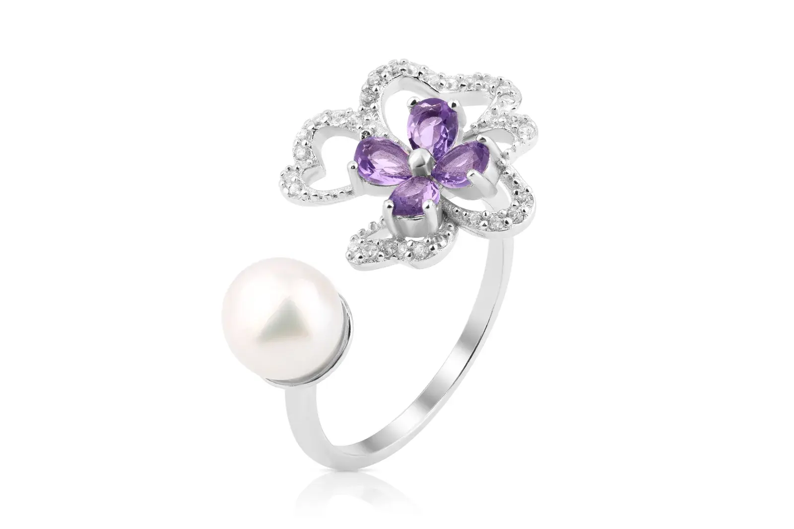 Violet Petal & Pearl Ring — 4