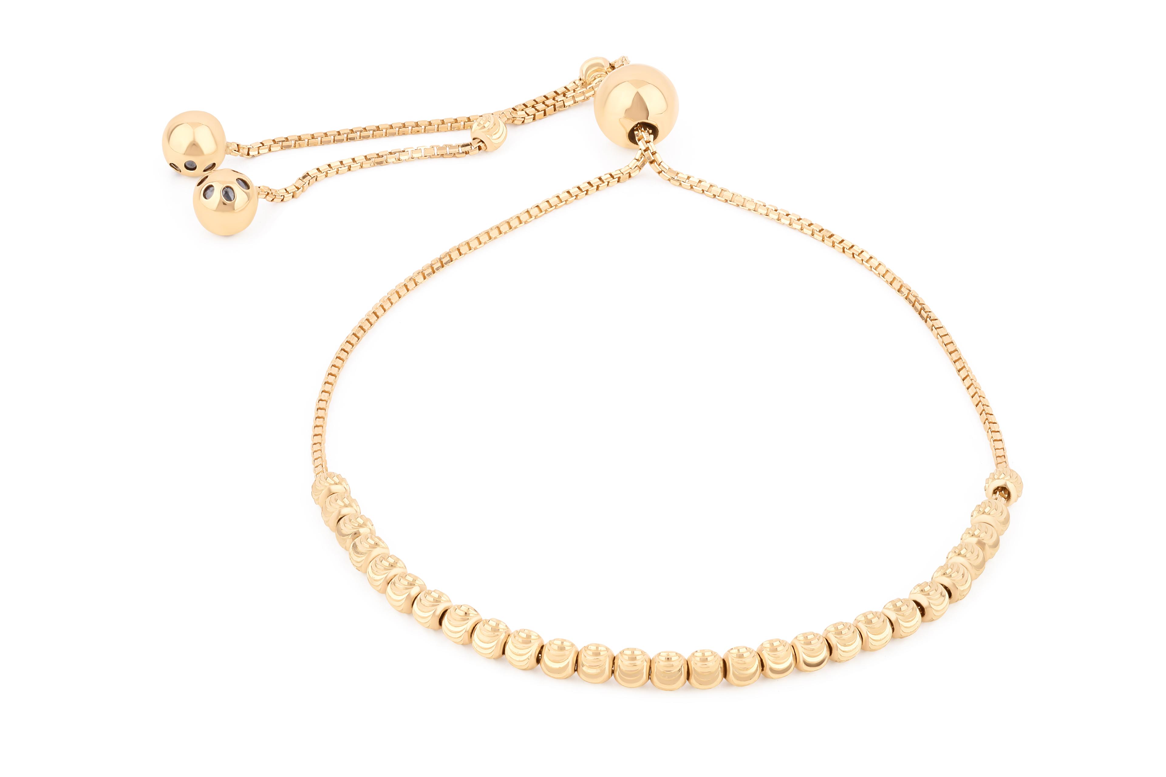 Diamond-Cut Bead Bolo Bracelet